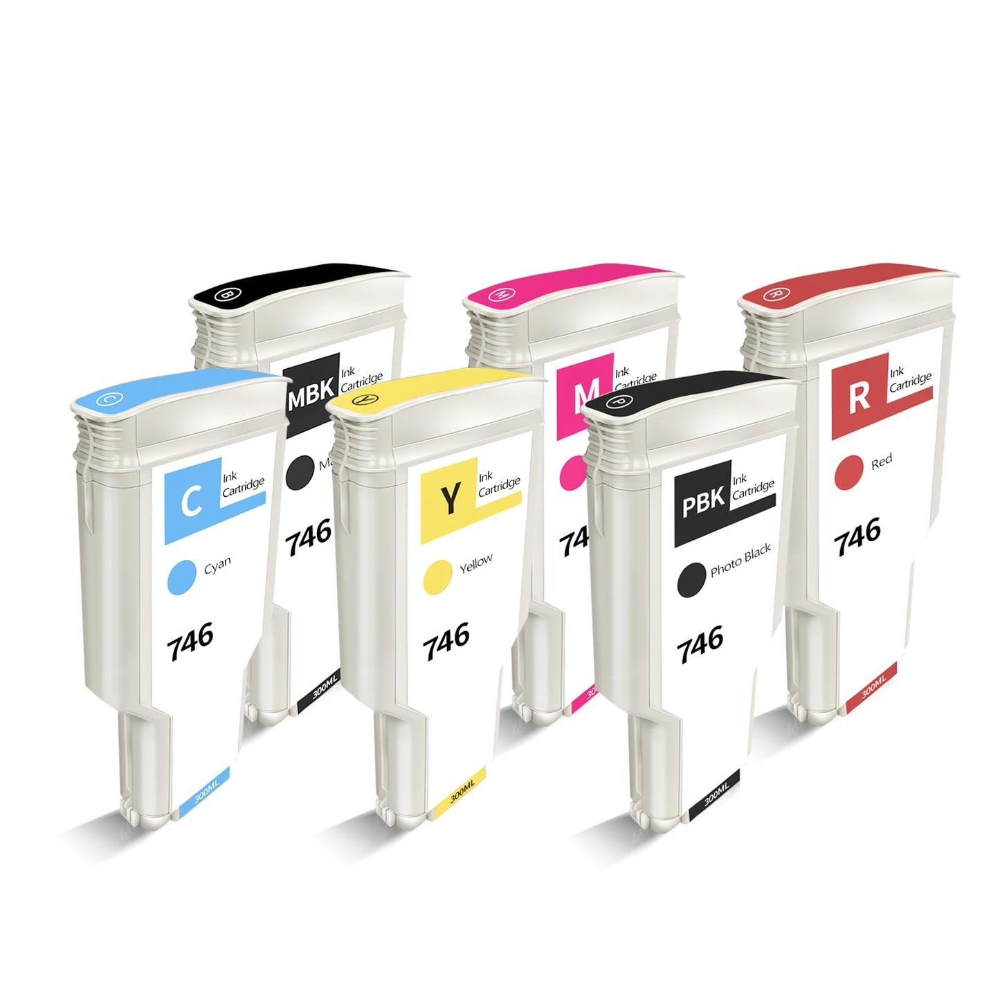 746XL Ink Cartridges 6P Replacement for HP 746 PBK, MBK, C, M, Y, R (P2V78A P2V79A P2V80A P2V81A P2V82A P2V83A) Ink Cartridges Work for DesignJet Z6 & Z9+ Large Format Printers (300ML, 6-Pack)