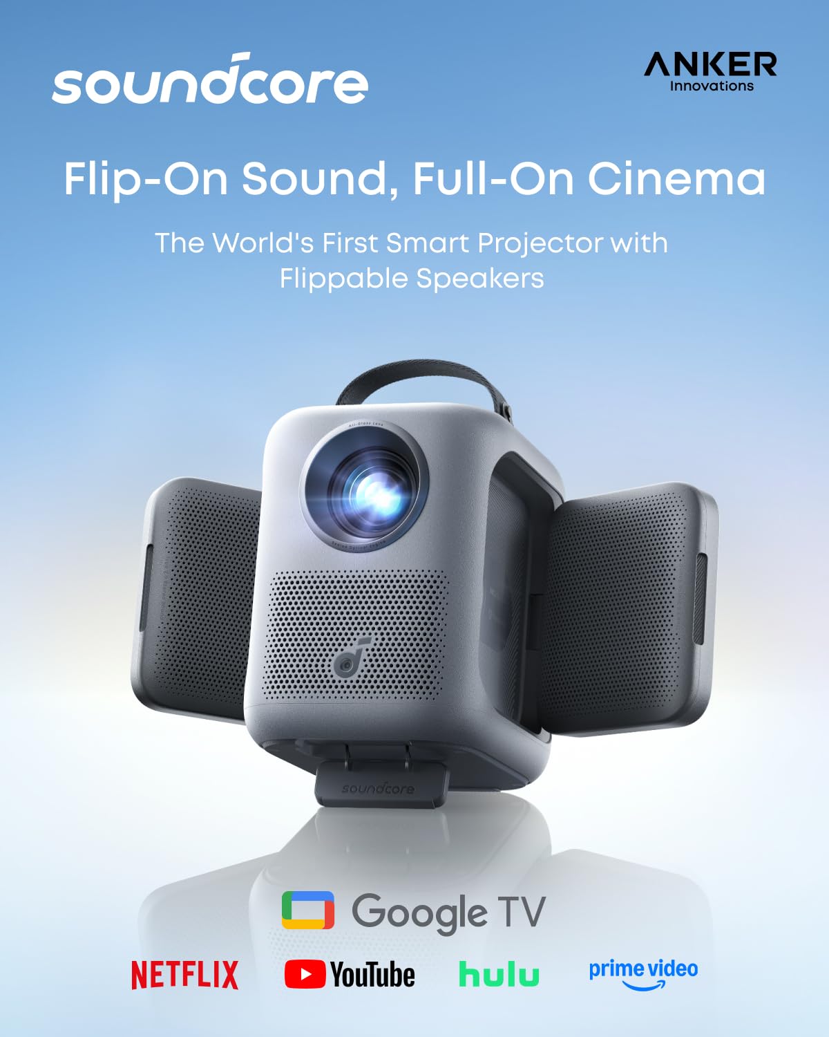 Anker Nebula P1i Portable Projector with WiFi and Bluetooth by soundcore, Flippable Design,1080P FHD, 4K Support, 380 ANSI Lumens, Auto Focus/Keystone, All-Glass Lens, Built-in Speaker