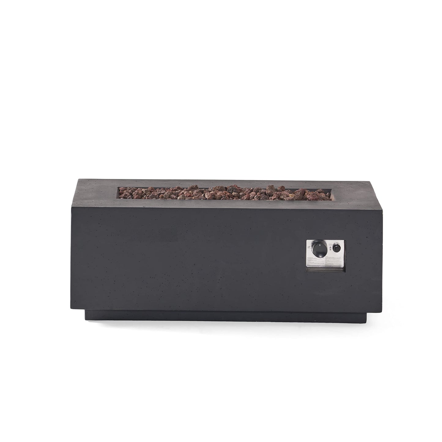 Christopher Knight Home Aidan Outdoor 40,000 BTU Rectangular Fire Pit (No Tank Holder) - Lightweight Concrete - Dark Gray