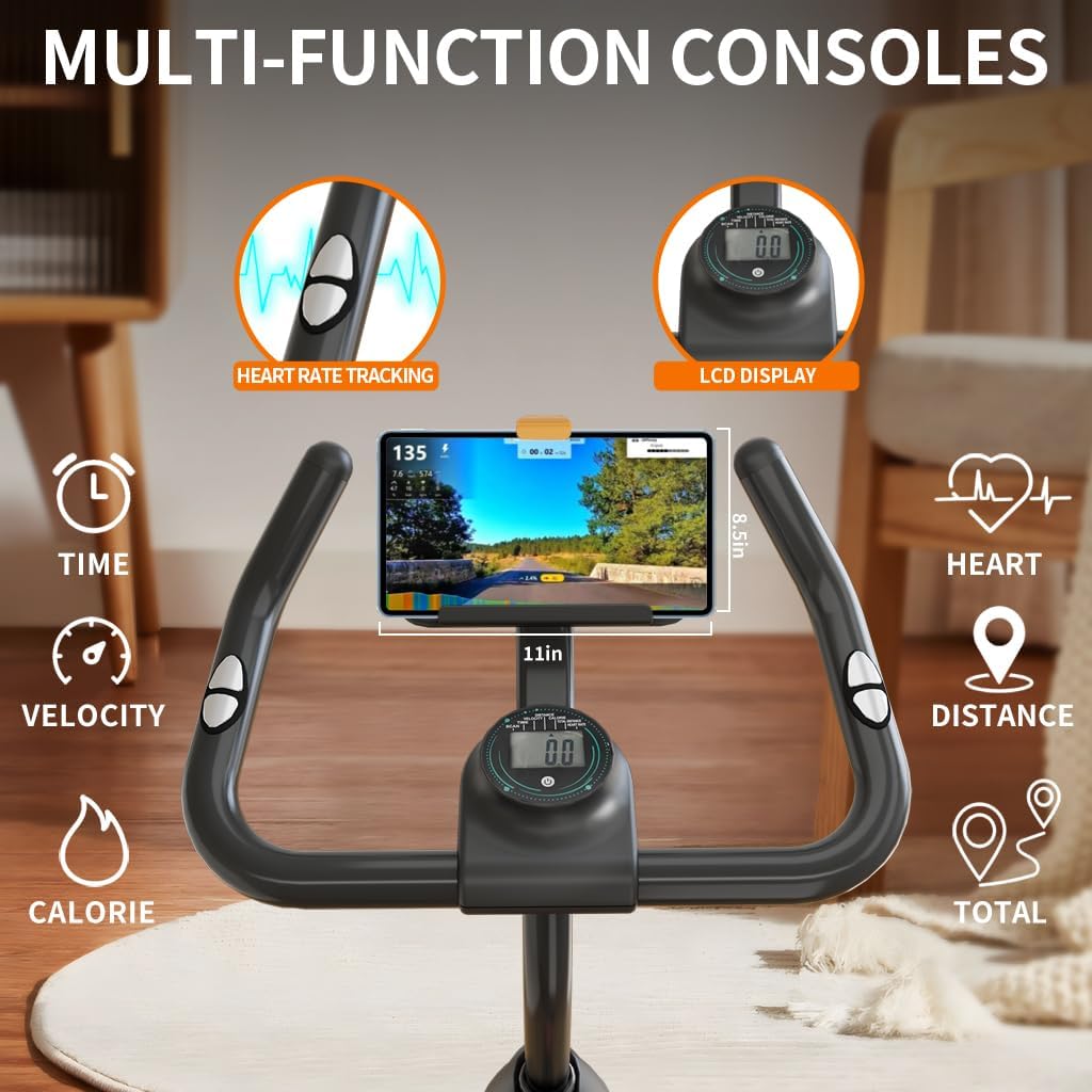 Exercise Bike Stationary Bikes for Home, Adjustable Resistance & Comfortable Seat Workout Bike, Quiet Indoor Cycling Bike with Digital Monitor, Phone Holder, 265LB Capacity of Cardio Workout