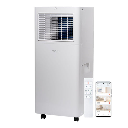 TCL H6P44W 6,000 BTU Smart Portable Air Conditioner, Fan & Dehumidifier, 250 Sq. Ft, Ultra-Compact Design, Remote Control, Compatible with Alexa/Google Assistant, Install Kit Included, White