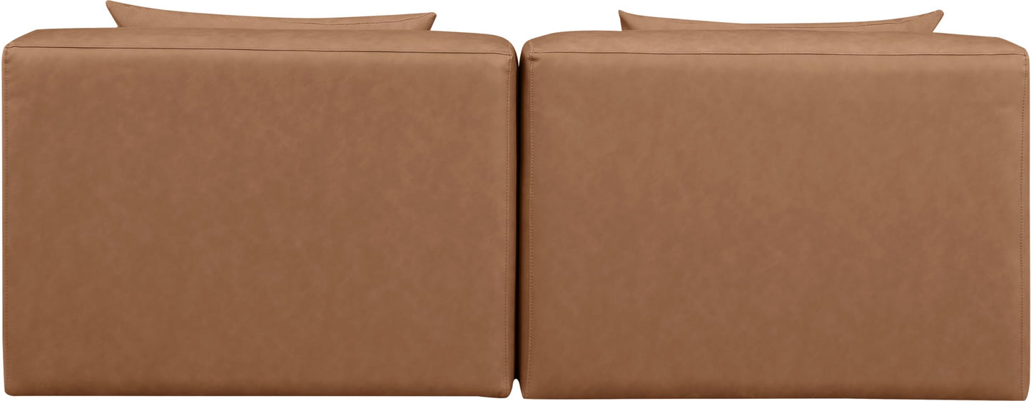 Meridian Furniture 668Brown-S72A Cube Collection Modern | Contemporary Modular Sofa with Soft Brown Vegan Leather, Modular to Create Infinite Configurations, 72" W x 36" D x 26" H, Brown