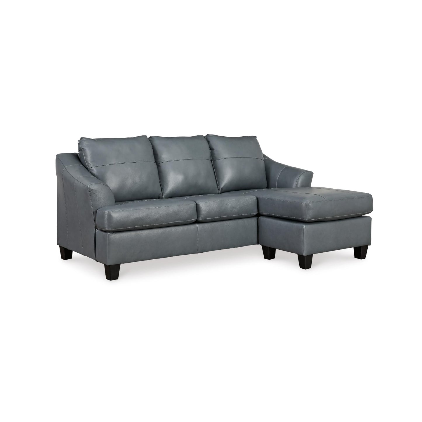 Signature Design by Ashley Genoa Modern Leather Sectional Sofa Couch with Chaise Lounge, Blue
