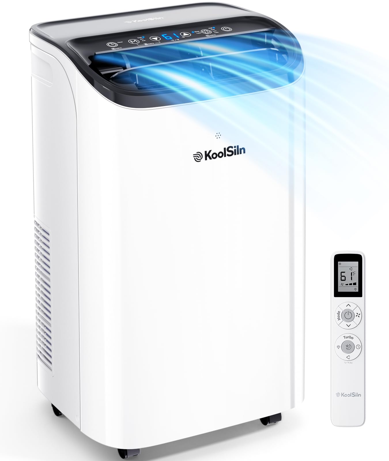 14,000 BTU Portable Air Conditioner Cools Up to 700 Sq.Ft, Auto-Evaporation Low Noise Portable AC Unit with Remote Control for Large Room, Office, Garage, White