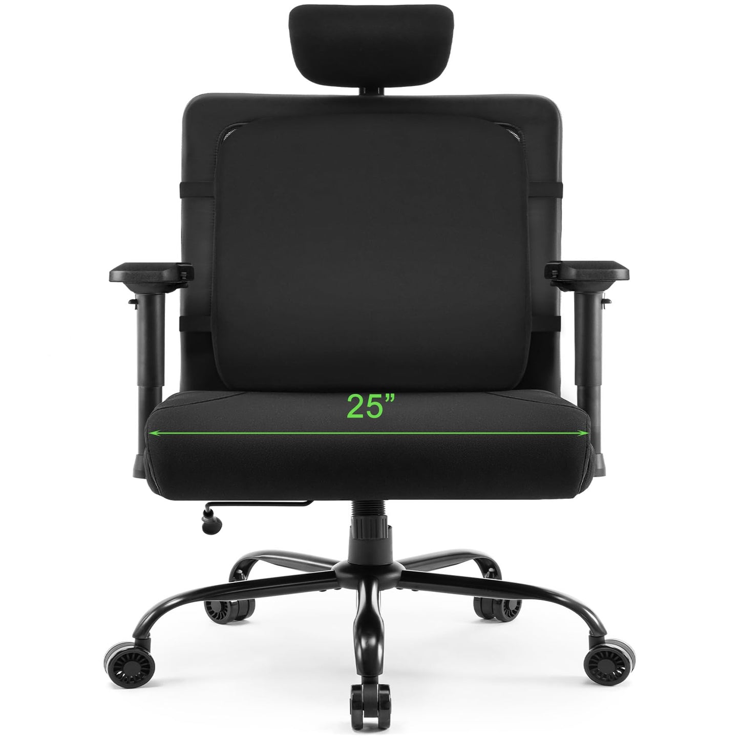 WUDOYO Extra Wide Seat Office Chair for Big and Tall 500lbs, with High Back Adjustable Headrest Lumbar Support Arms Wheels Heavy Duty (Breathable Fabric Seat)