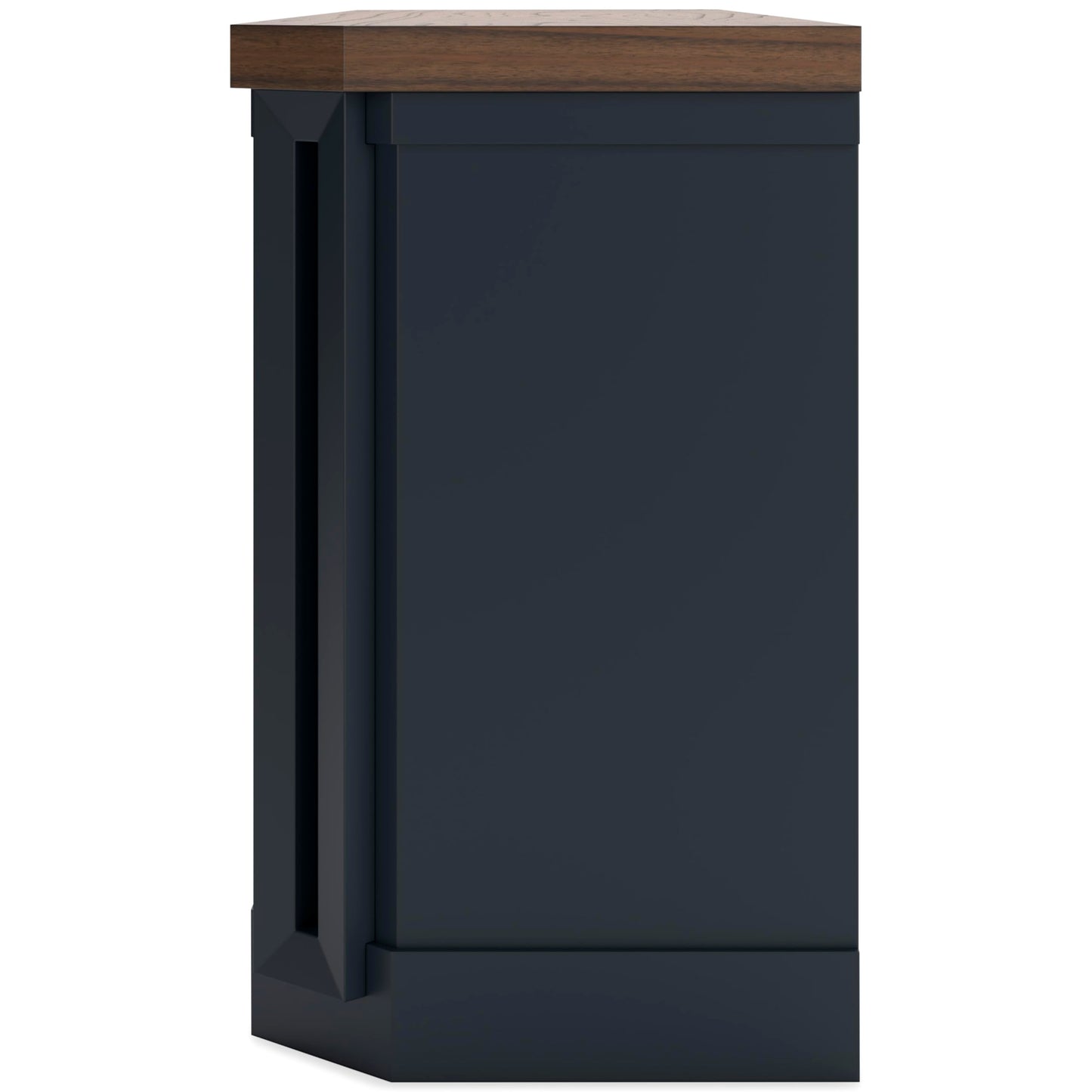 Signature Design by Ashley Landocken Contemporary 83" TV Stand for TVs up to 95" with Fireplace Option, 2 Cabinets, 2 Doors, 2 Adjustable Shelves, Open Cubbies and Cord Openings, Dark Brown & Blue