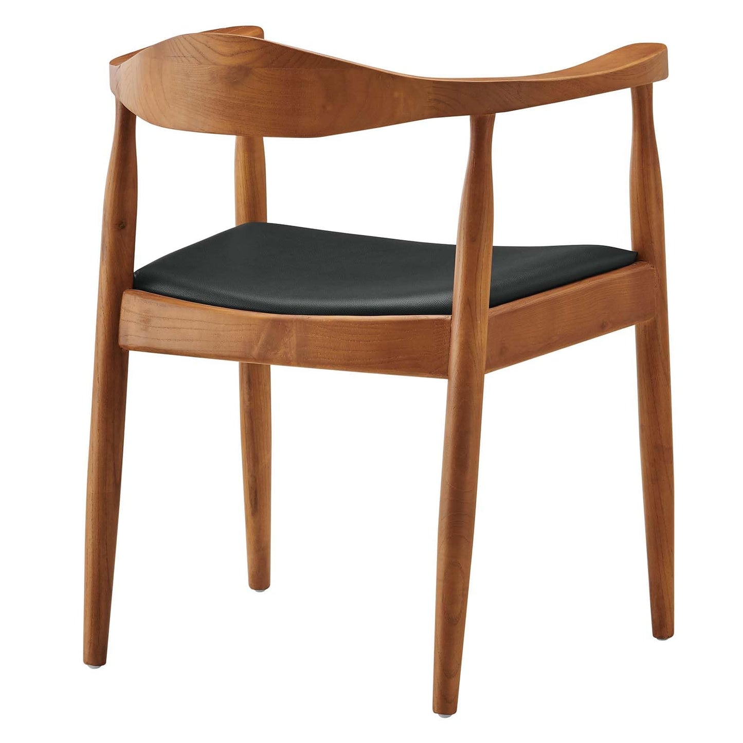 Modway Presidential Mid-Century Modern Faux Leather Upholstered Dining Armchair in Black