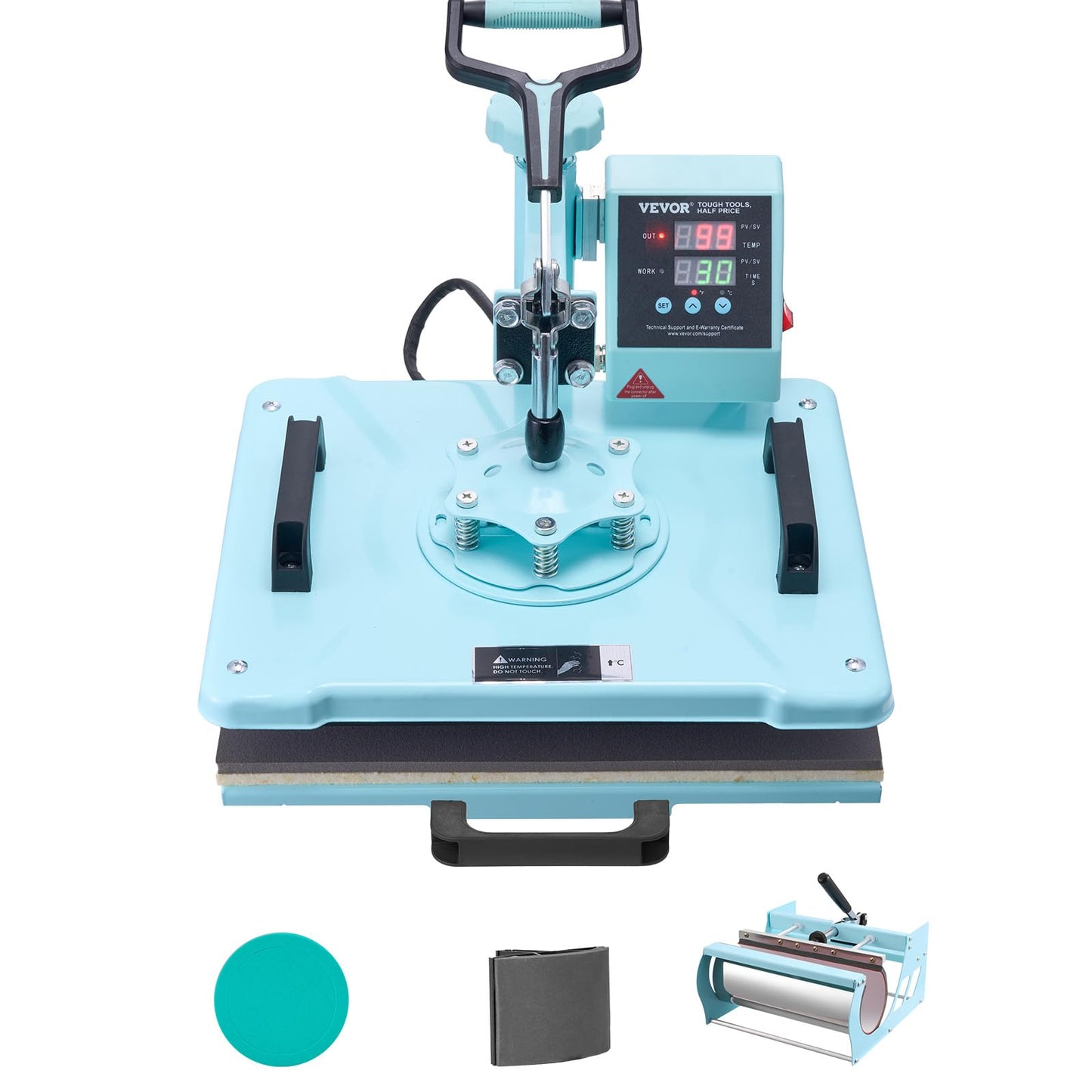 VEVOR Heat Press Machine, 12 x 15 inch, 5 in 1 Heat Transfer Machine with 30 oz Tumbler Press, 360° Swing Away T-Shirt Pressing, Digital Precise Control, for T-Shirts/Mugs/Hats/Plates, Green