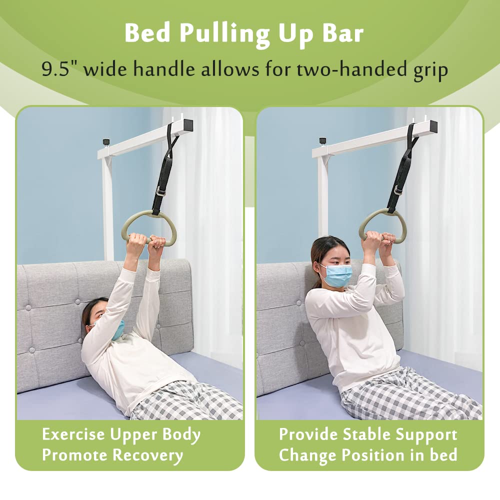 Mybow Trapeze Bar for Bed Mobility Aids, Bedside Pull Up Bar, Bed Lift for Elderly Seniors Transfer Rail, Medical Trapeze for Hospital Bed Standing Helper, Handicap Bariatric Bed Handle