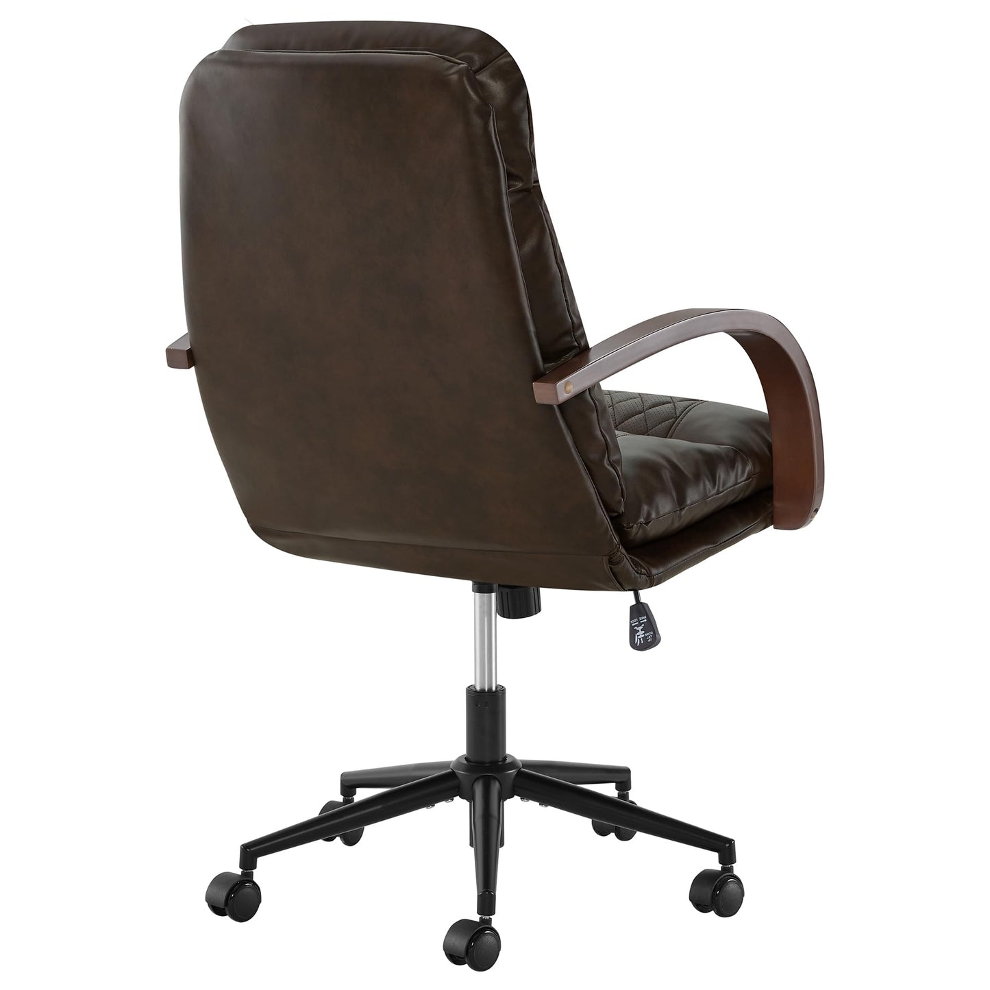 KISLOT Home Office Desk Chair, Ergonomic Office Chair with Lumbar Support, Adjustable Swivel Computer Chair with Wheels, Faux Leather Executive Task Chair with Wood Arms, Espresso