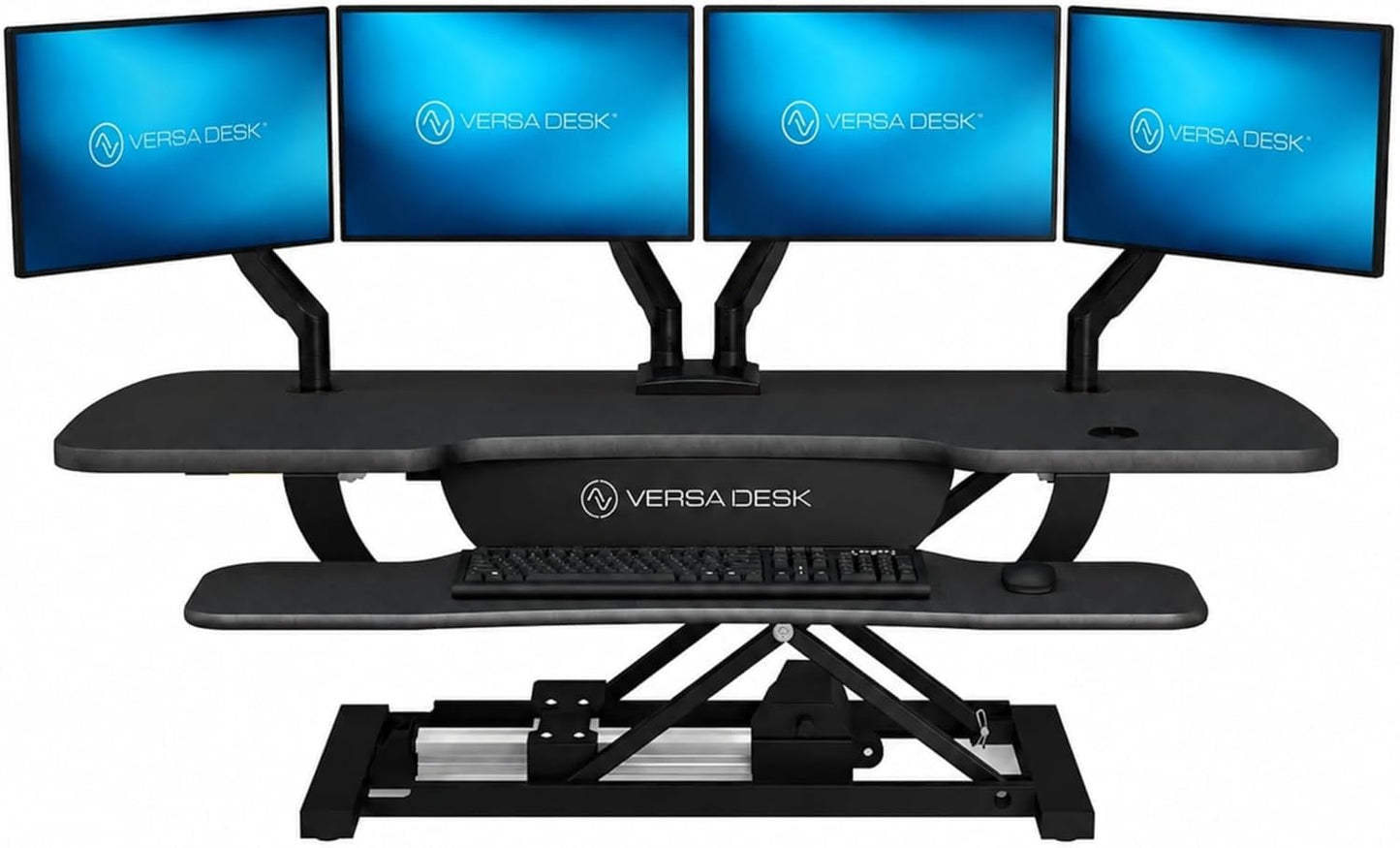 VERSADESK Electric Standing Desk Converter, 48 Inch PowerPro Height-Adjustable Sit Stand Desktop Riser, Keyboard Tray, USB Charging Port, 48" W X 24" D, Black