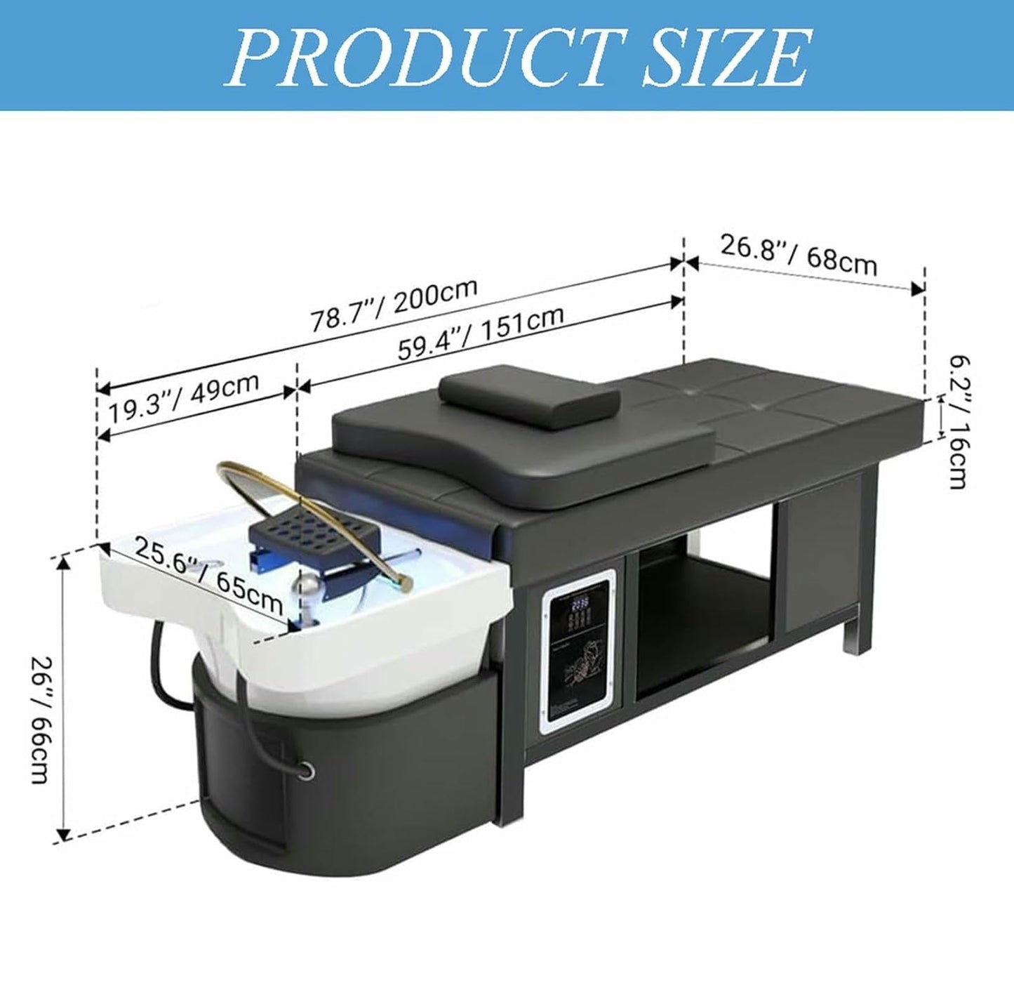 BTOIASYHF Massage Bed with Shampoo Bowl - Professional Head Spa Equipment for Beauty Salons, Adjustable Backwash Unit, Beauty Bed
