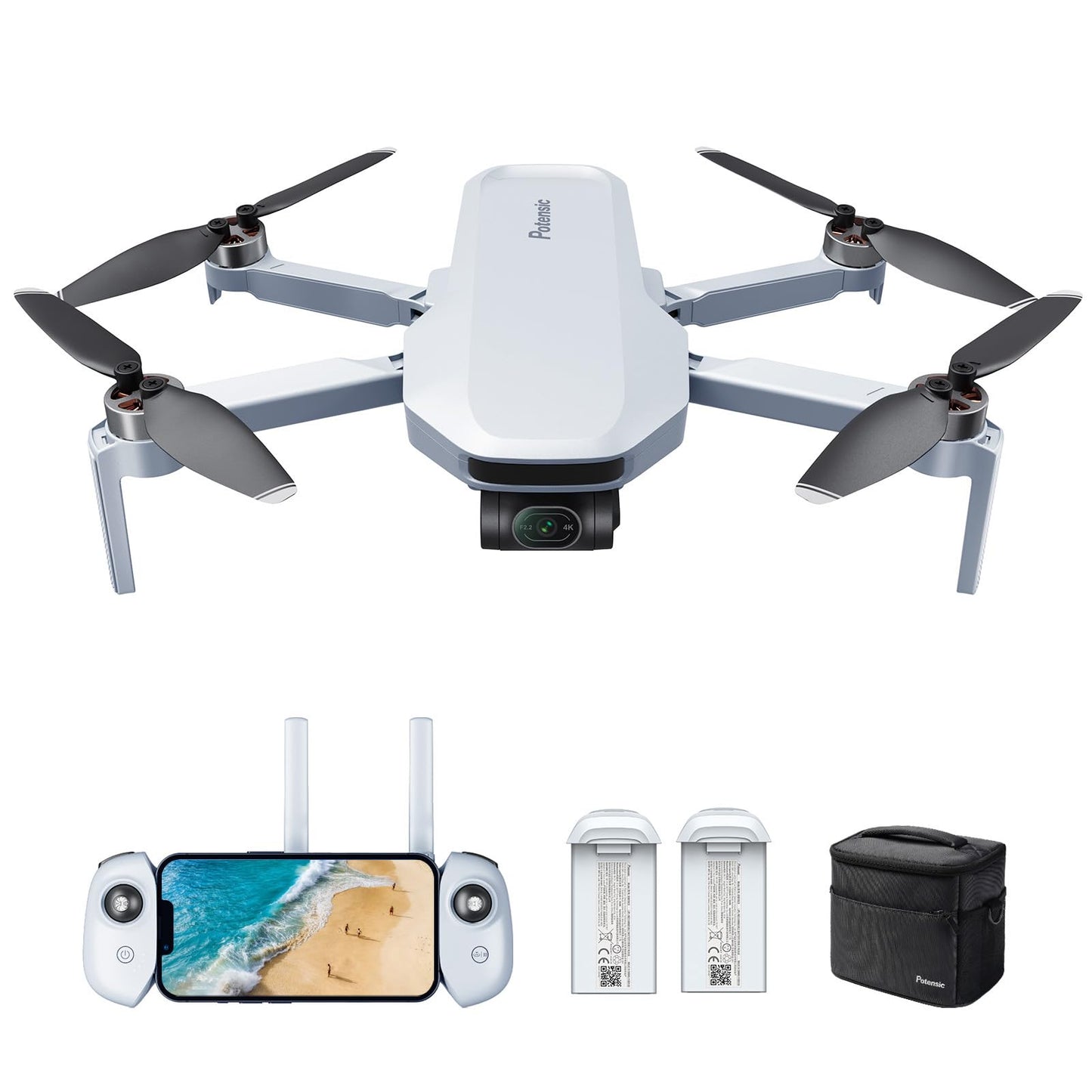 Potensic ATOM 4K Drone with Camera for Adults, 3-Axis Gimbal, Under 249g, 64 Mins Flight, Max 6KM Transmission, Visual Tracking, 4K/30FPS QuickShots, Expansion Kit