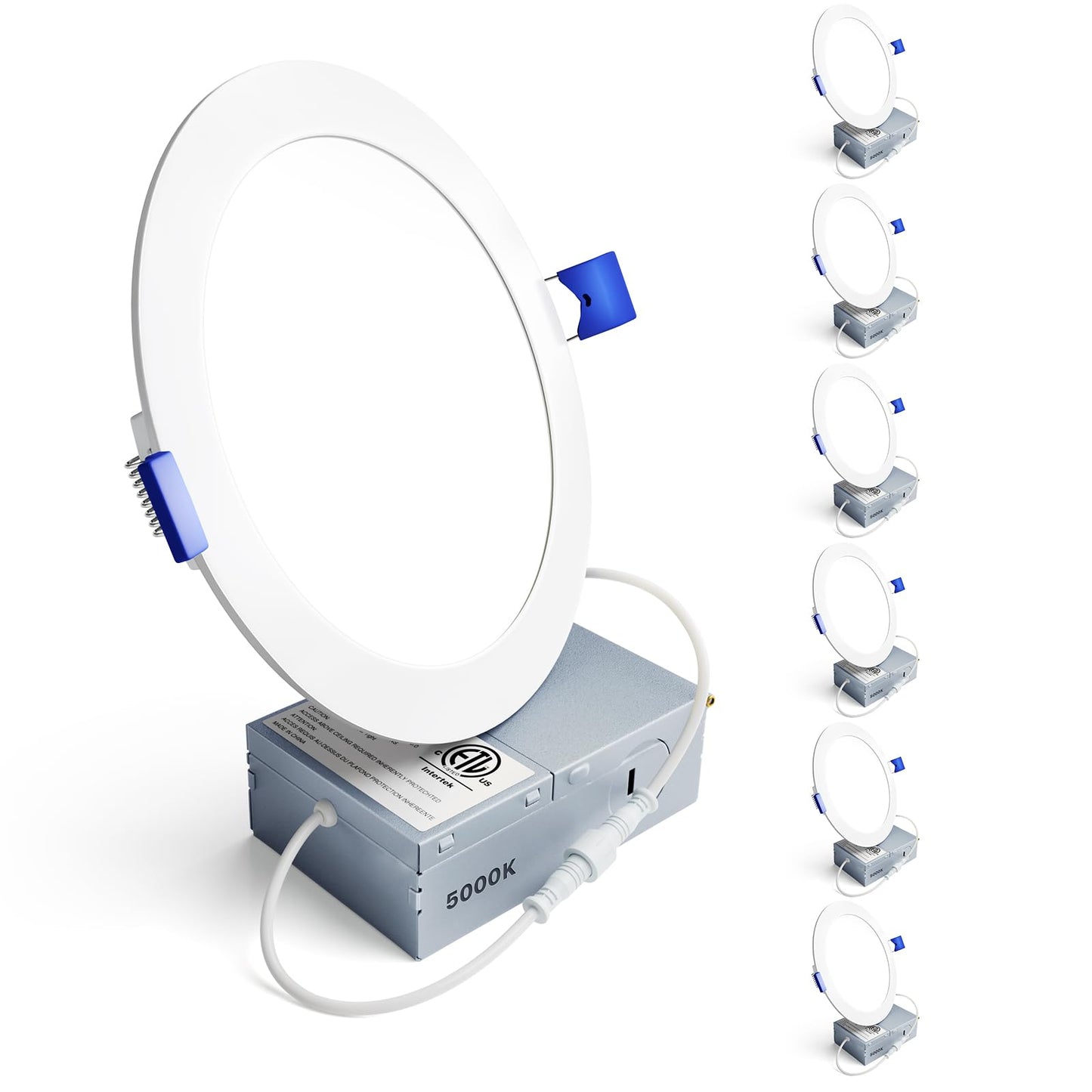 Ensenior 6 Inch LED Recessed Light, Dimmable, 5000K Daylight, 1050LM, 12W, Damp Rated, Ultra-Thin, Aluminum,