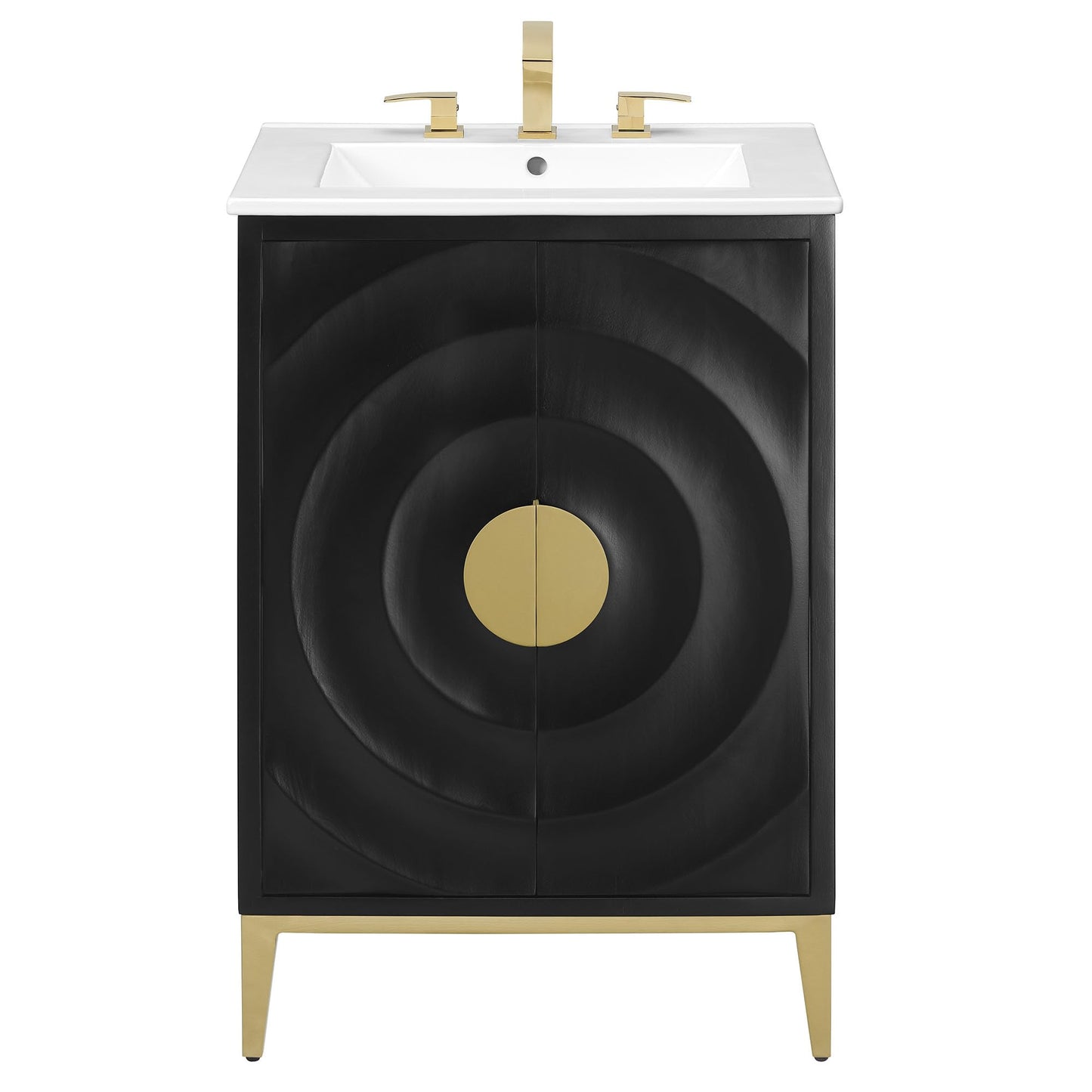 Modway Beau 24 Inch Wood Bathroom Vanity Cabinet in White Black
