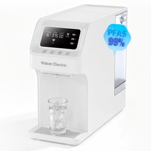 Waken Electric UV Countertop RO Water Filter, NSF/ANSI 58&61 Certified, 8 Stage Filter, TDS Monitor, 4:1 Drain, No Install, PFAS Free(Glacier White)