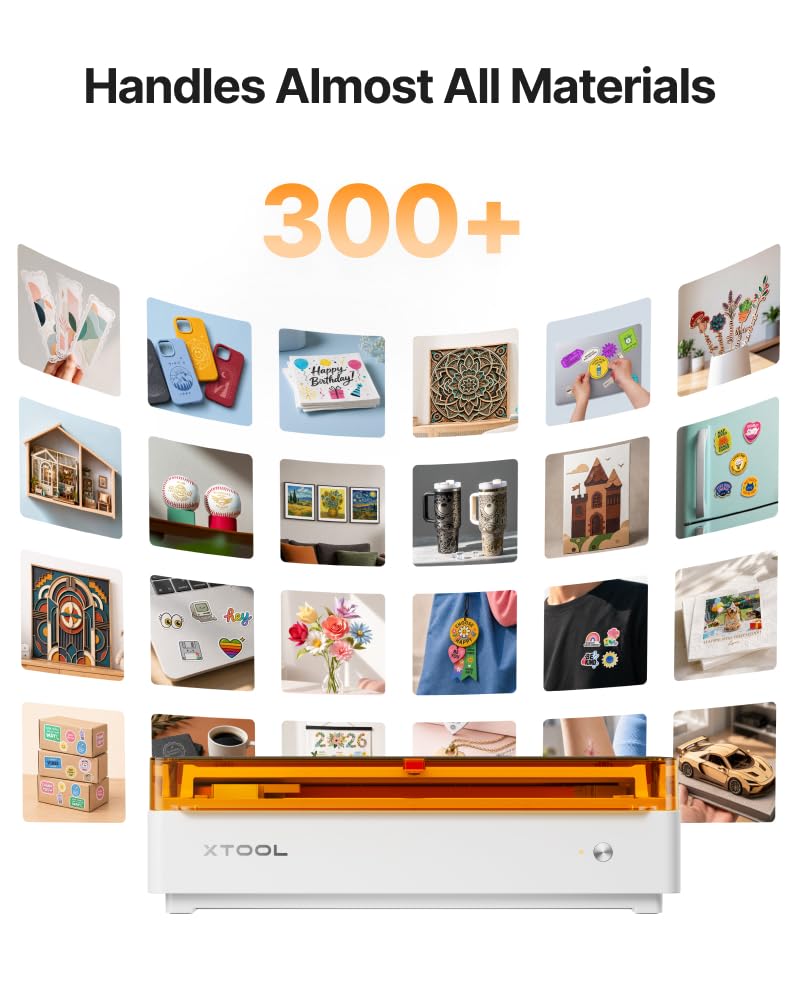 xTool M2 10W Color Craft Laser Engraver, with Full-Color CMYK Inkjet Printer, Built-in Dual Cameras, Class 1 Enclosed Safe Laser Engraving Machine for Wood, Leather, Felt, Fabric, Paper, DIY Crafts