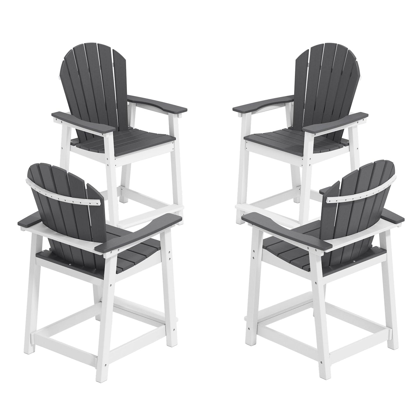 OTSUN Tall Modern Adirondack Chairs Set of 4, All Weather HDPE Bar Height Adirondack Stools Widened Durable Design for Porch Patio Yard Lawn Fire Pit Bistro Basement Indoors & Outdoors