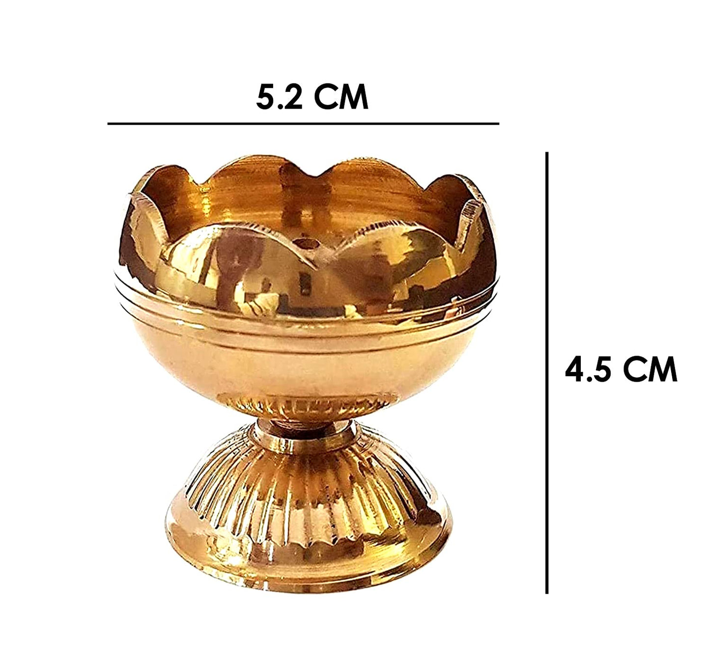 CRAFTSMAN Brass Tomato Nanda Diya - Pack of 4, Golden Traditional Oil Lamp for Pooja, Aarti & Home Decoration