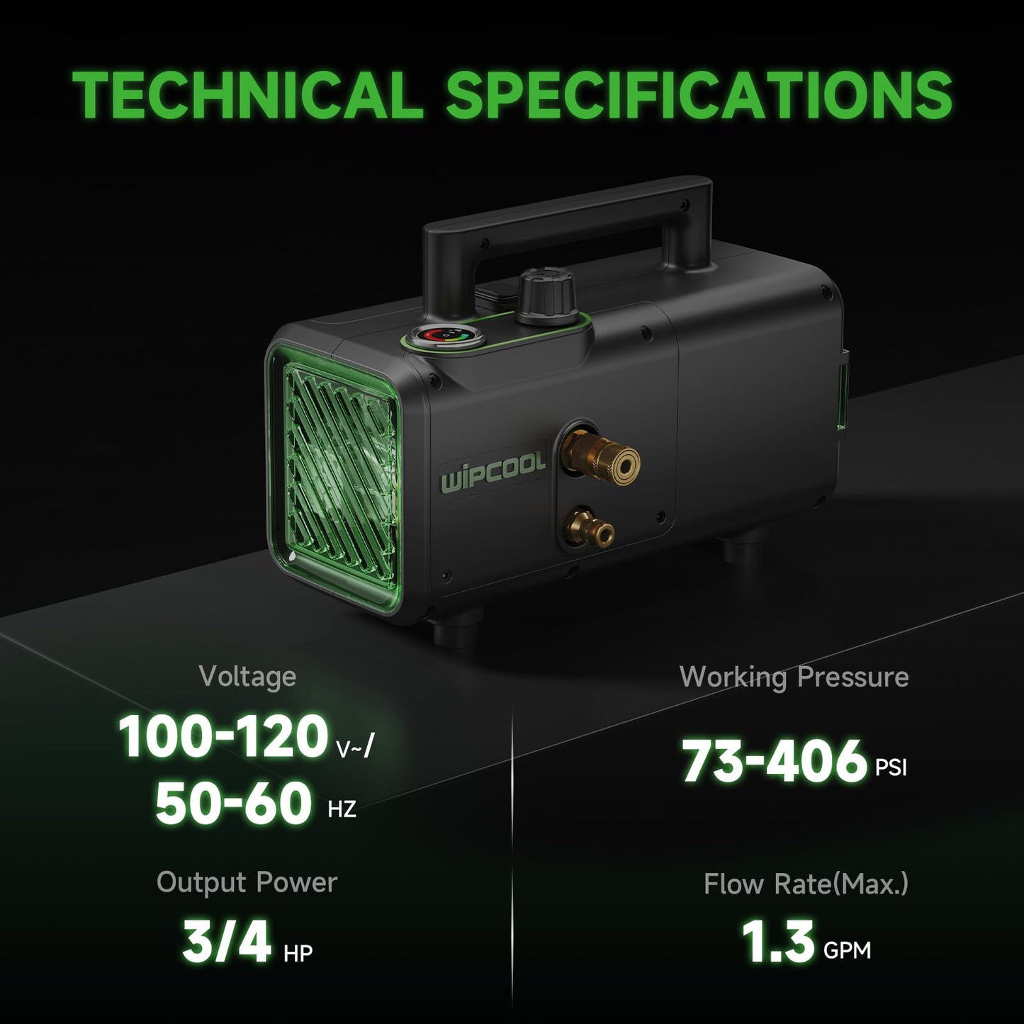 WIPCOOL C28T Crankshaft-Driven HVAC Coil Cleaning Machine, 72–406 PSI Adjustable, 3/4 HP Portable High Pressure Washer with Long Service Life