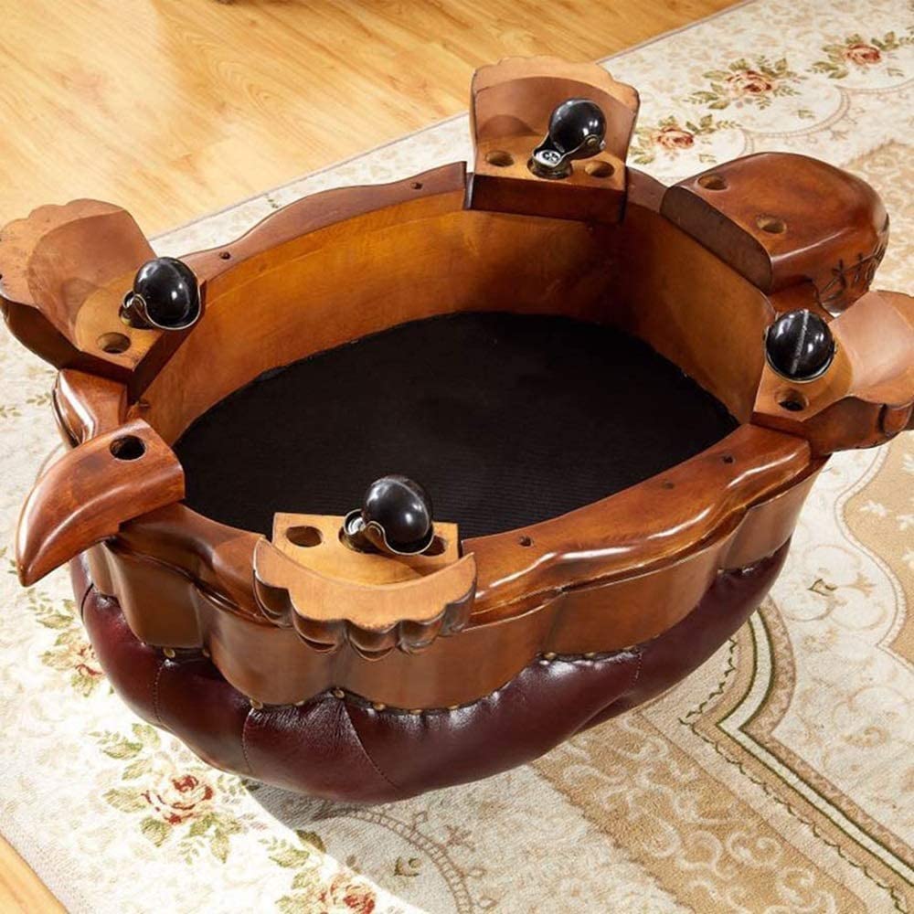 CYYTLFSD Wood Ottoman Footstool,Sofa Stool，Wood Ottoman Foot Rest, Leather Upholstered Vintage Turtle Footrest Stool with Wheels for Living Room
