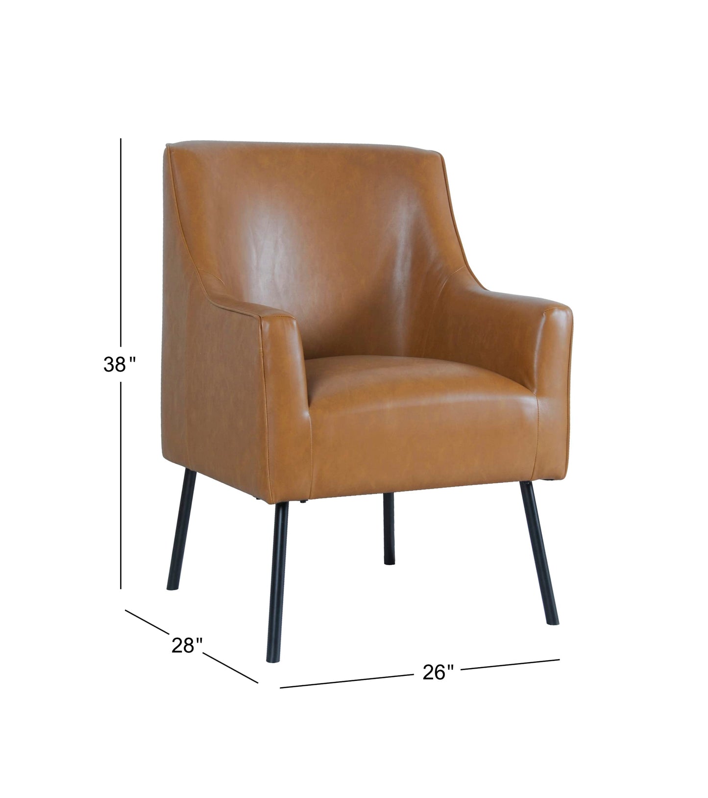 HomePop Modern Accent Chair, Homepop Home Décor, Accent Chairs for Living Room & Bedroom, Fabric Reading Living Room Side Chair, Single Sofa with Lounge Seat and Metal Legs- Carmel Faux Leather