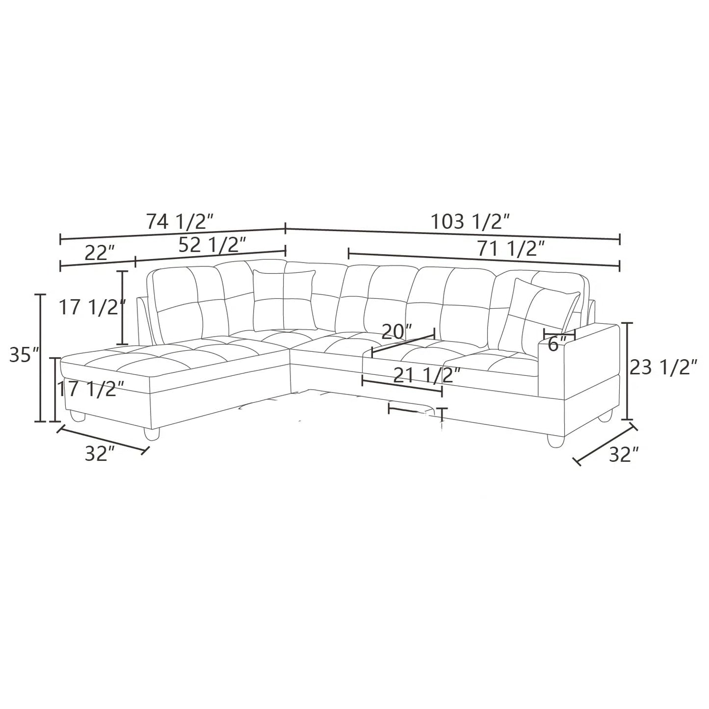 NicBex Modern L-Shape Sectional Sofa with Left Chaise, Black Leather Upholstered, 3-Seater, Large, Black
