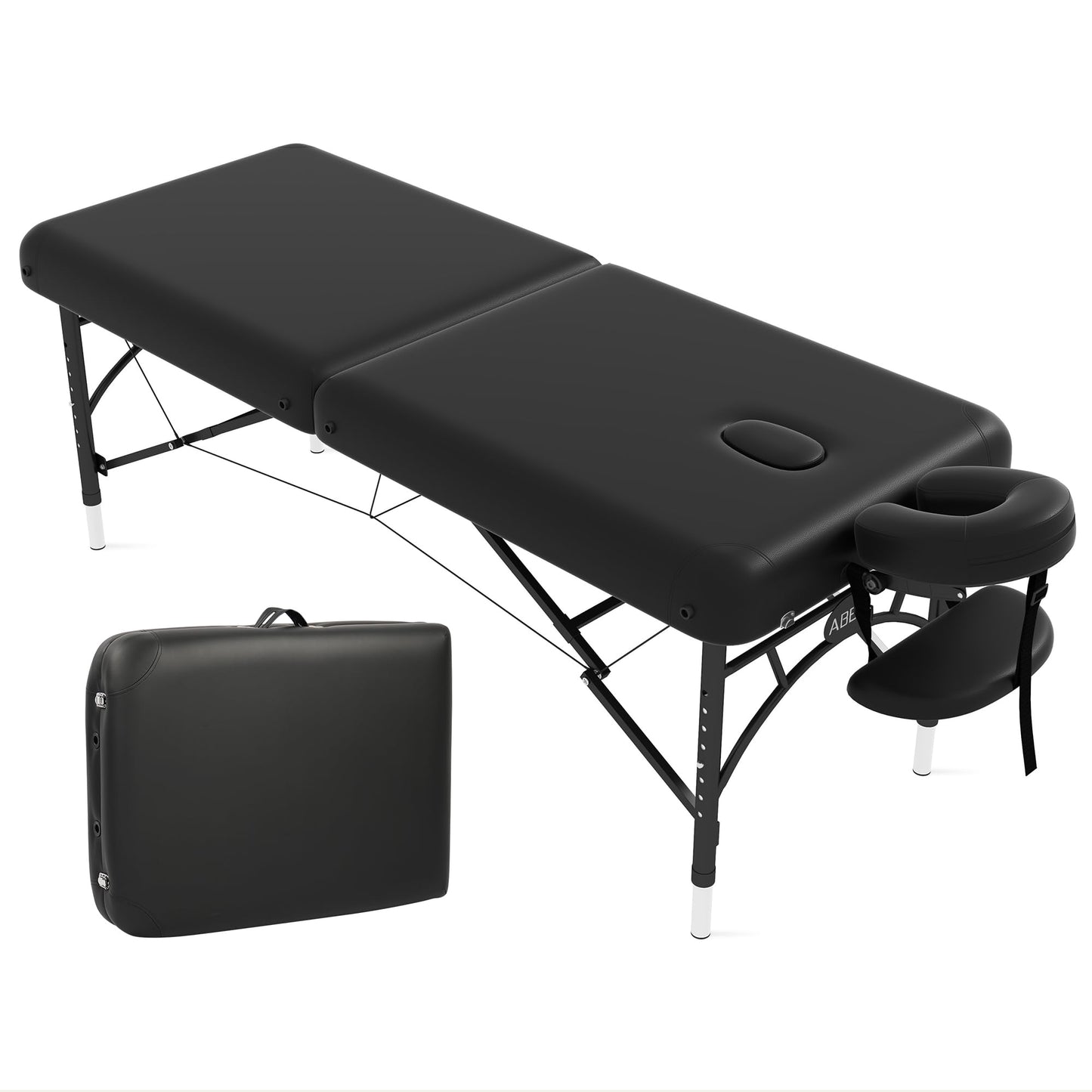 ABET Massage Table 28 Inch Wide, Spa Tattoo Bed, Memory Foam PU Leather Professional 2 Fold Portable Facial Esthetician Salon Bed with Carrying Bag & Lightweight Aluminium Leg, Hold Up to 1100LBS