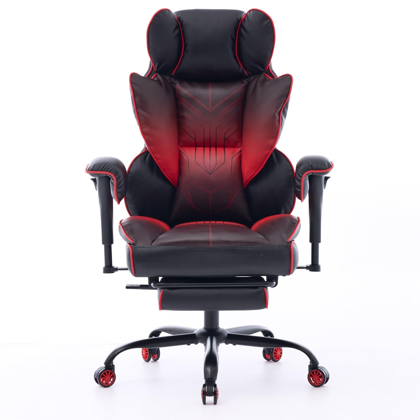 ATMILD Big and Tall Gaming Office Chair 400lbs - Heavy Duty Ergonomic Computer Desk Chair with Footrest, Adjustable Armrests, High Back PU Leather with Racing Style (Black/Red)