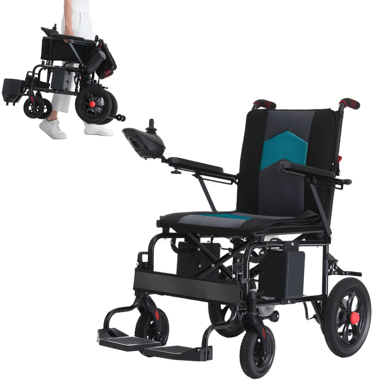 Electric Wheelchair,All Terrain Motorized Wheelchair for Seniors,Long Range Lightweight Foldable Electric Wheelchair15 Mile Range, 500W Motor