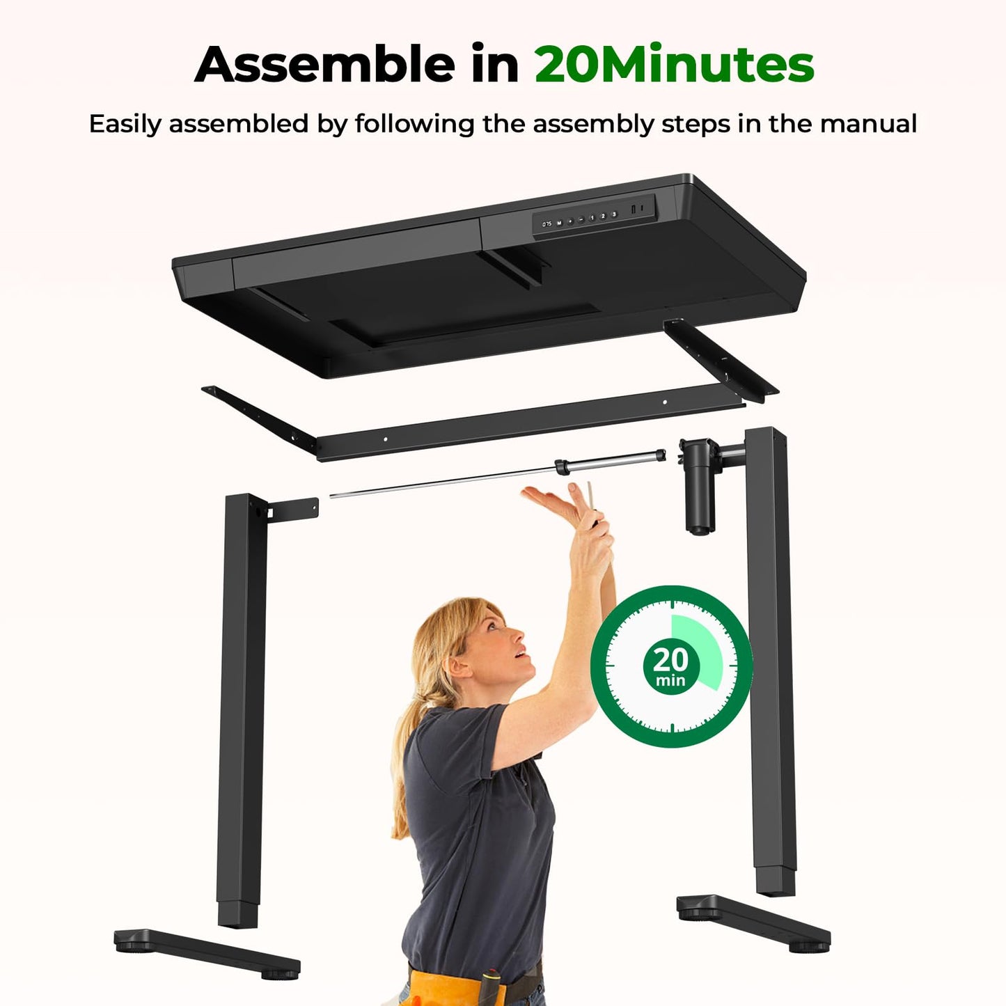 JYLH JOYSEEKER Electric Standing Desk with Drawer, 35" x 20" Whole Piece Tabletop Small Sit Stand Table, Height Adjustable Desk with Storage & USB Ports, Quick Install Home Office Computer Desk, Black