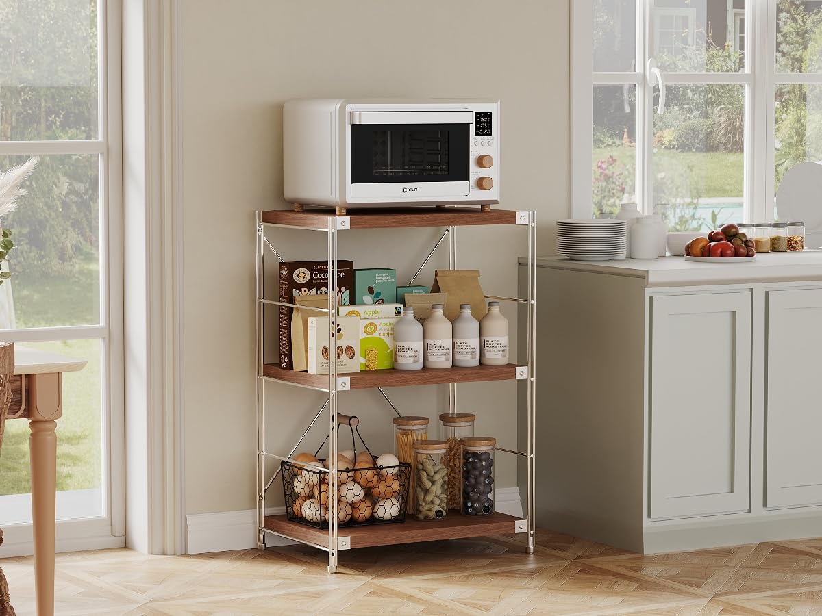 Achene 3-Tier Retro Industrial Bookshelf, Wood and Metal Shelf Unit, Storage Bookcase for Living Room, Bedroom, Home Office, Study Room, and Kitchen, 15.75"x23.62"x35.43" Inches