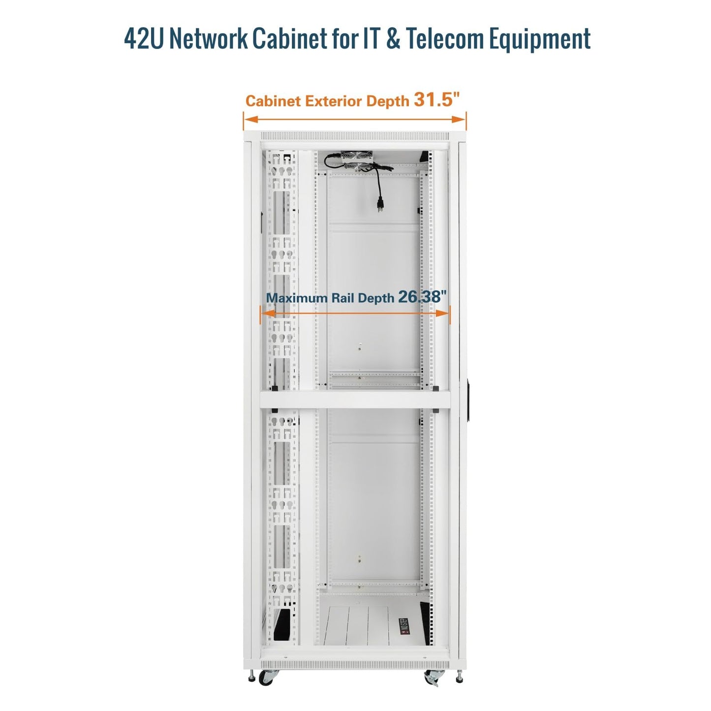 Tecmojo 42U Server Rack Network Cabinet 31.5" D x 23.6" W, Locking Data Cabinet Enclosure for 19" Server, Networking, AV & IT Equipment, Glass Door, White