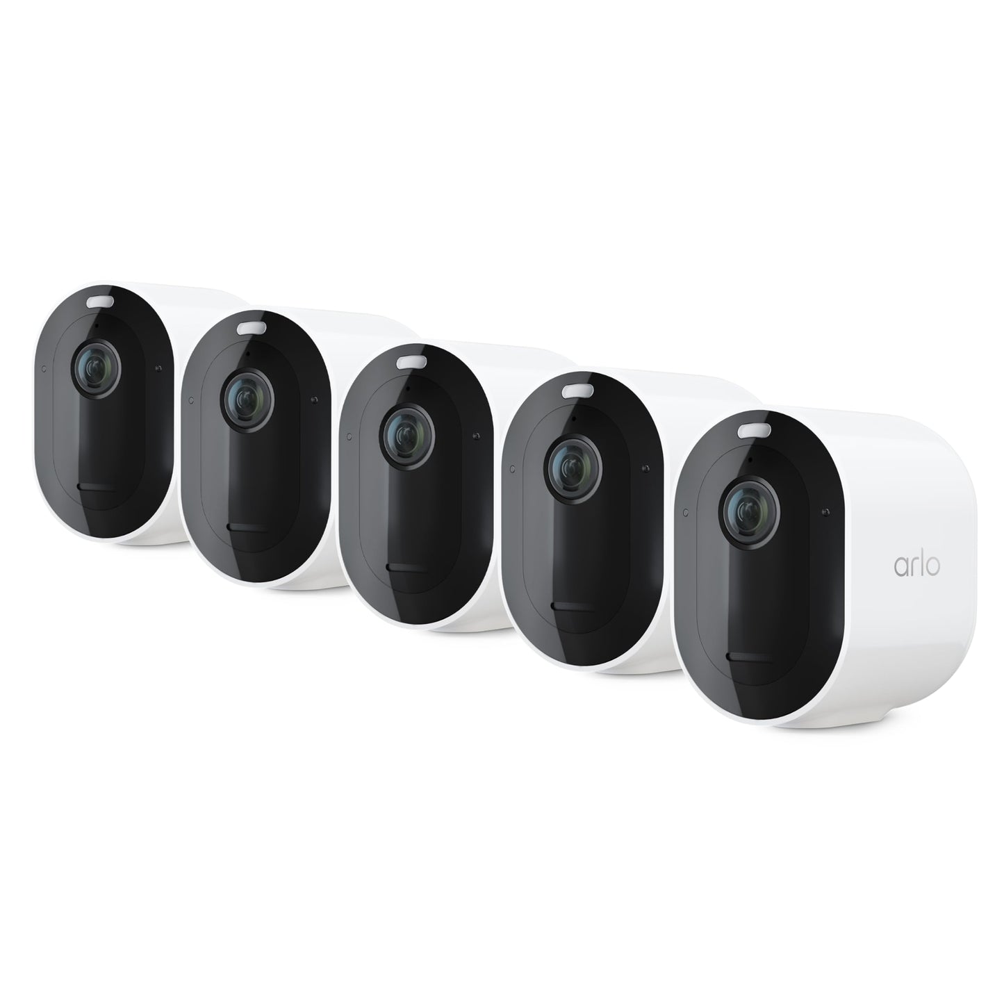 Arlo Pro 5S 2K HDR wireless outdoor security camera, color night vision, 160° FOV, rechargeable battery, weatherproof, 5-camera kit, white