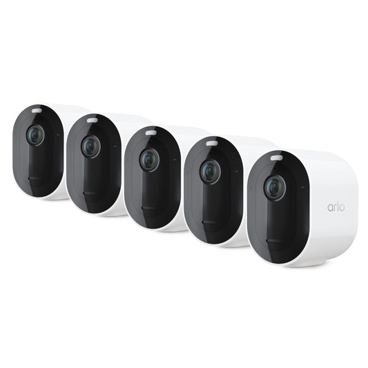 Arlo Pro 5S 2K HDR wireless outdoor security camera, color night vision, 160° FOV, rechargeable battery, weatherproof, 5-camera kit, white
