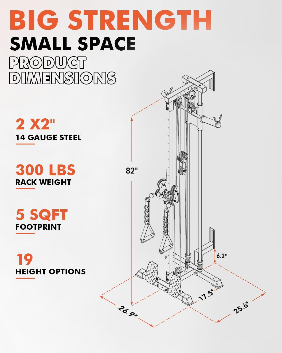 Mikolo Wall Mount Cable Station, Cable Crossover Machine with Dual Pulley System and 19 Adjustable Positions for Home Gym Fitness Equipment, Black