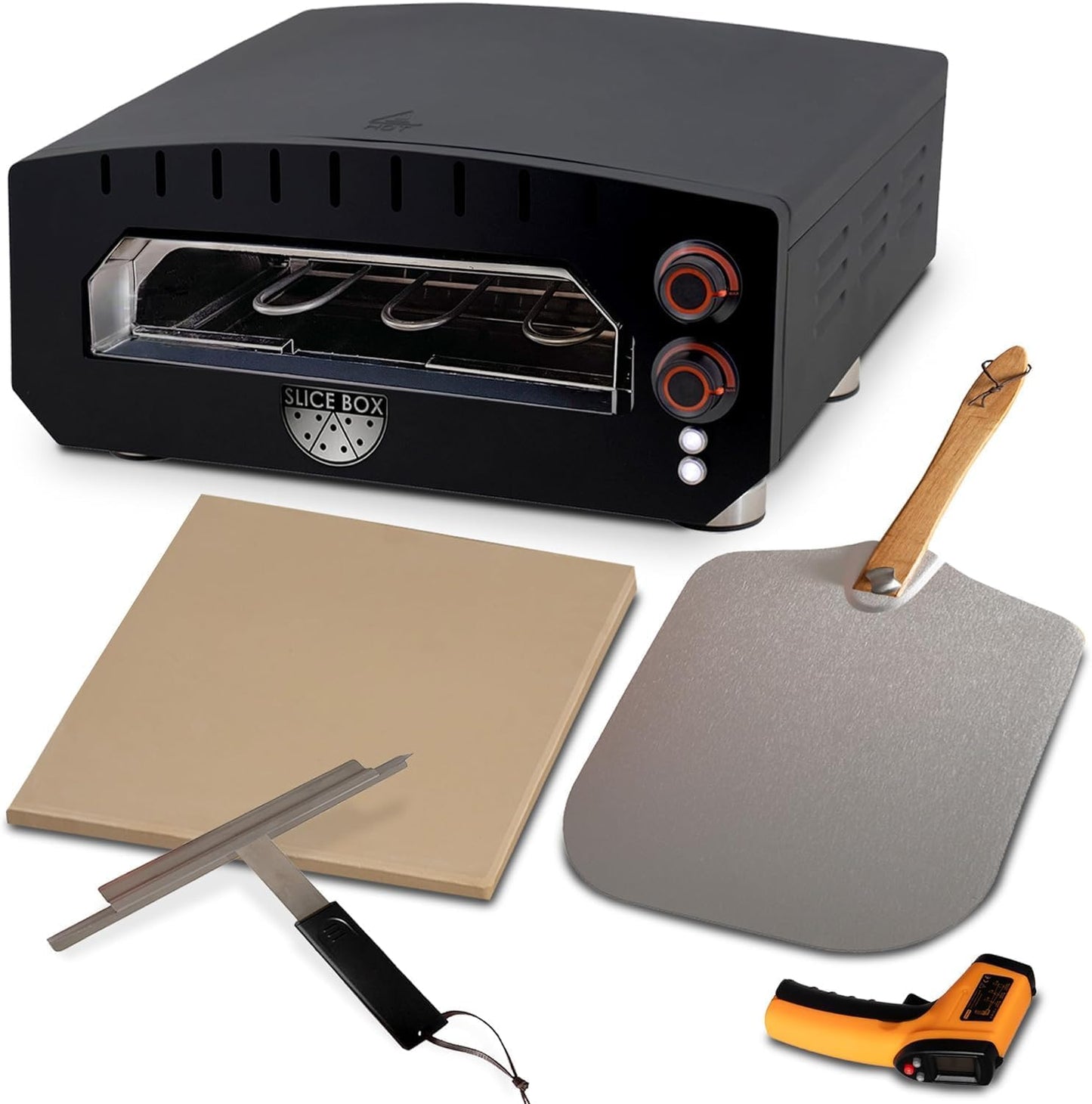 Fire Sense Slice Box Outdoor Electric Pizza Oven, Countertop Cooking, Heats Up to 750 Degrees, Digital Thermometer, Pizza Stone, and Pizza Peel Included, Perfect for Indoor and Outdoor Use - 64900