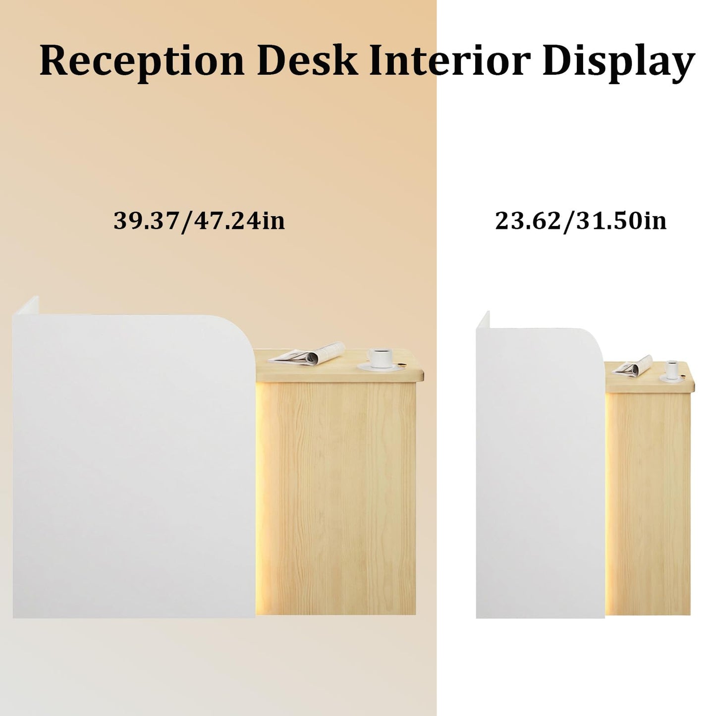 Laxodor 24'' Small Reception Desk with LED Lighting & Drawer