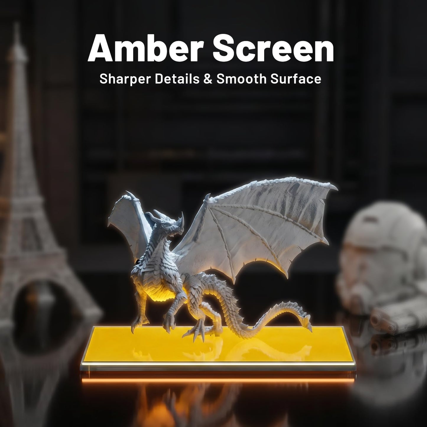 Heygears Reflex RS Turbo Resin 3D Printer with Amber Screen, High Contrast Ratio of 566:1, Delivering ±2μm High Precision and 4.5s/Layer High Speed, C5 Industrial Z-Axis and Auto Leveling