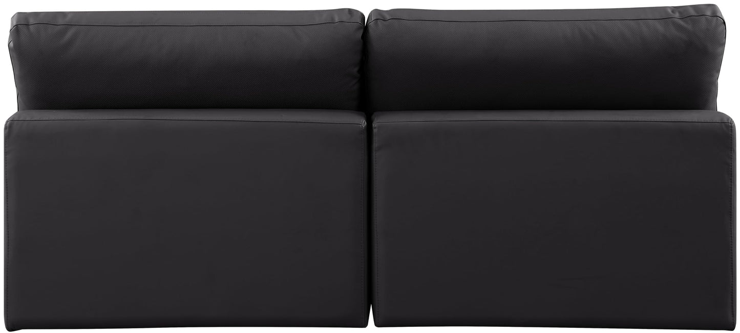 Meridian Furniture 188Black-S78 Comfy Collection Modern | Contemporary Upholstered Modular Sofa with Soft Black Vegan Leather, Fiber-Filled, 78" W x 40" D x 34.5" H, Black