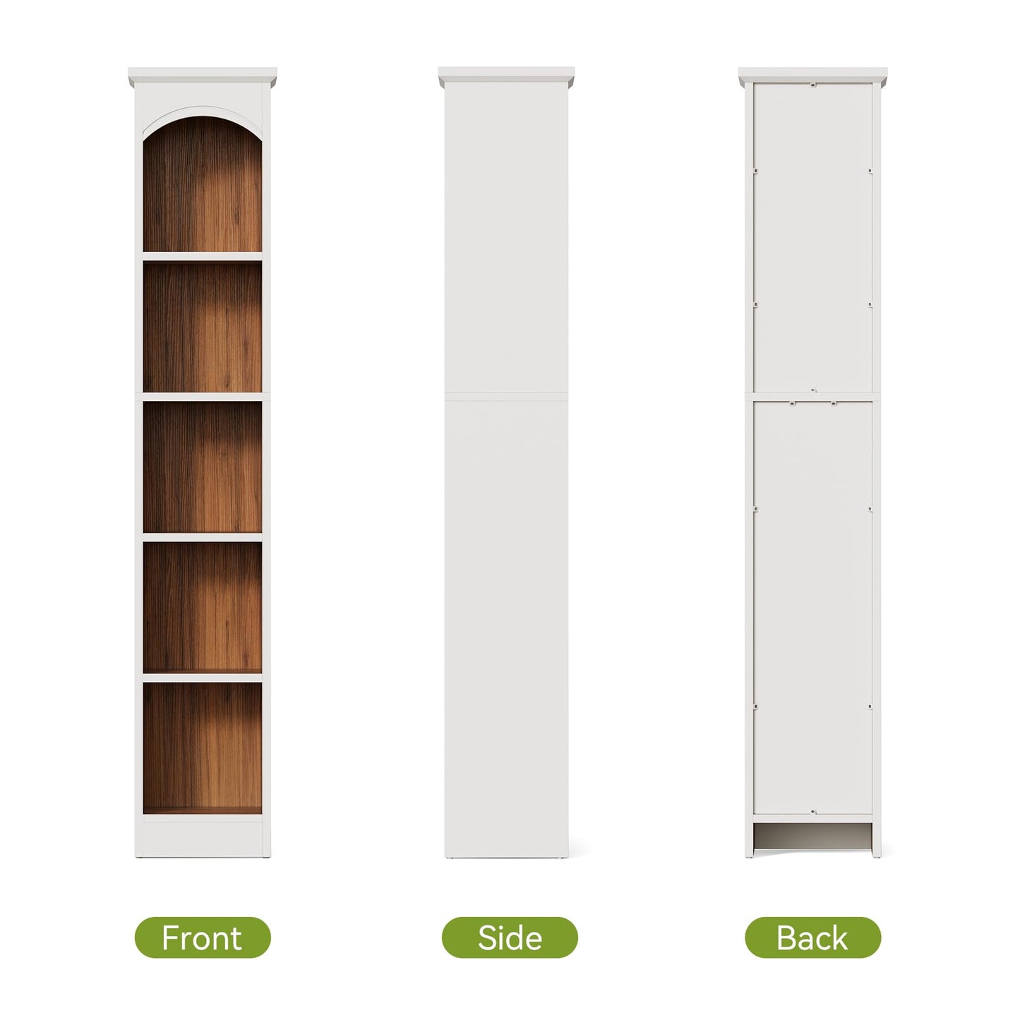 LITTLE TREE 70.9" Tall Bookshelf, 5-Tier Open Bookcase with Cubes, Bookshelves with Storage Space, Freestanding Narrow Bookcase for Home Office, White, 2 Pack