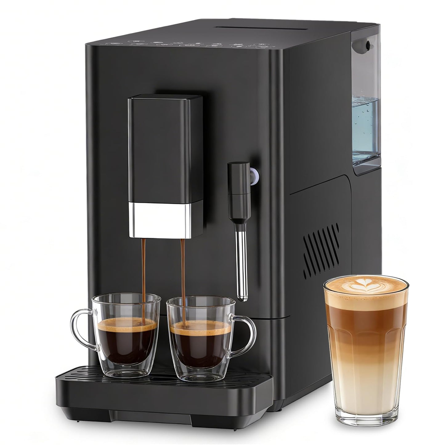 COWSAR 20bar Automatic Espresso Machine with Grinder & Manual Milk Frother, Auto-Clean Function Espresso Maker, Professional Expresso Coffee Machines with Button Controls for Cappuccino, Latte, Black