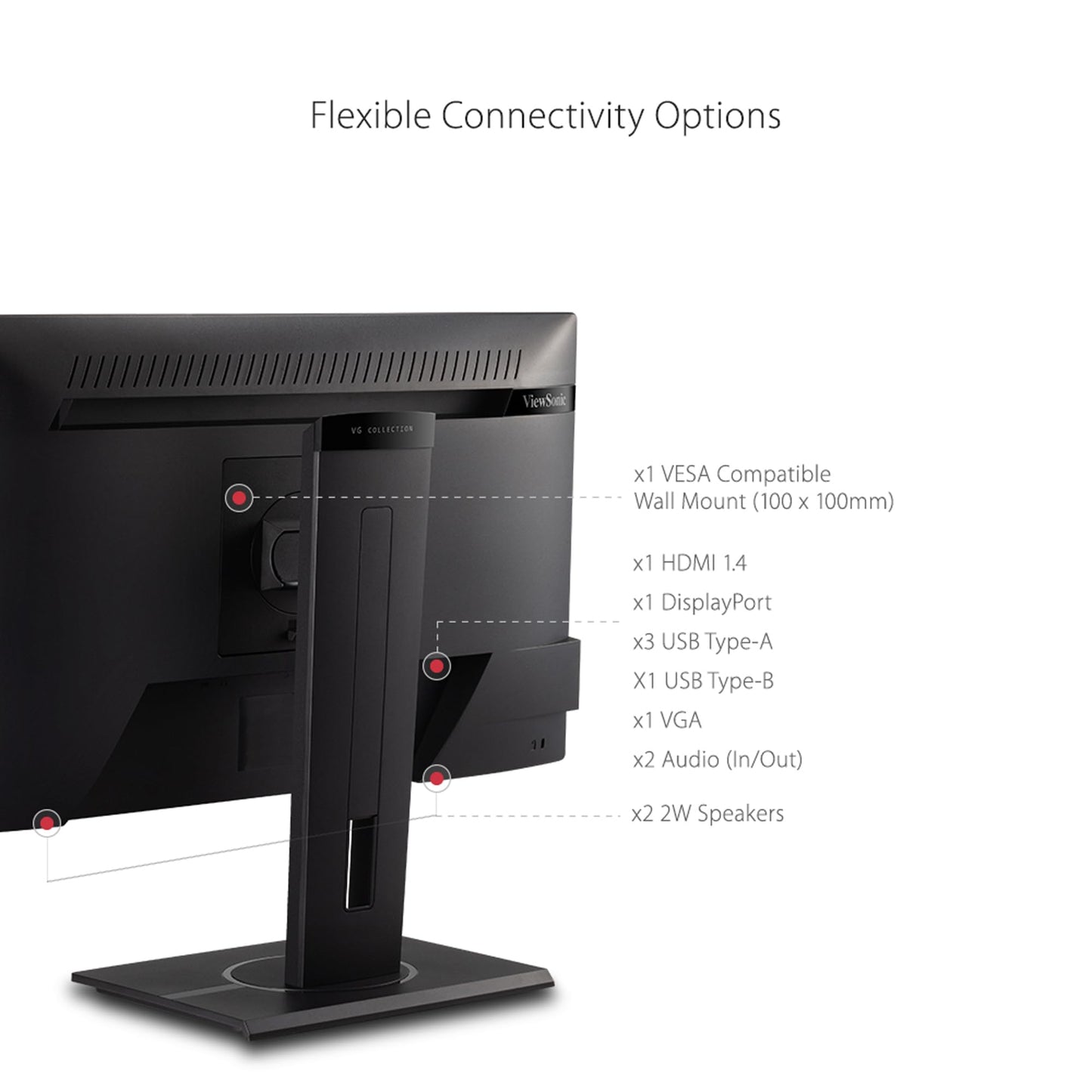 ViewSonic VG2440 24 Inch 1080p Monitor, VA Display for Smooth Home and Office Productivity, Advanced Ergonomics, HDMI, DisplayPort, VGA, and USB Inputs