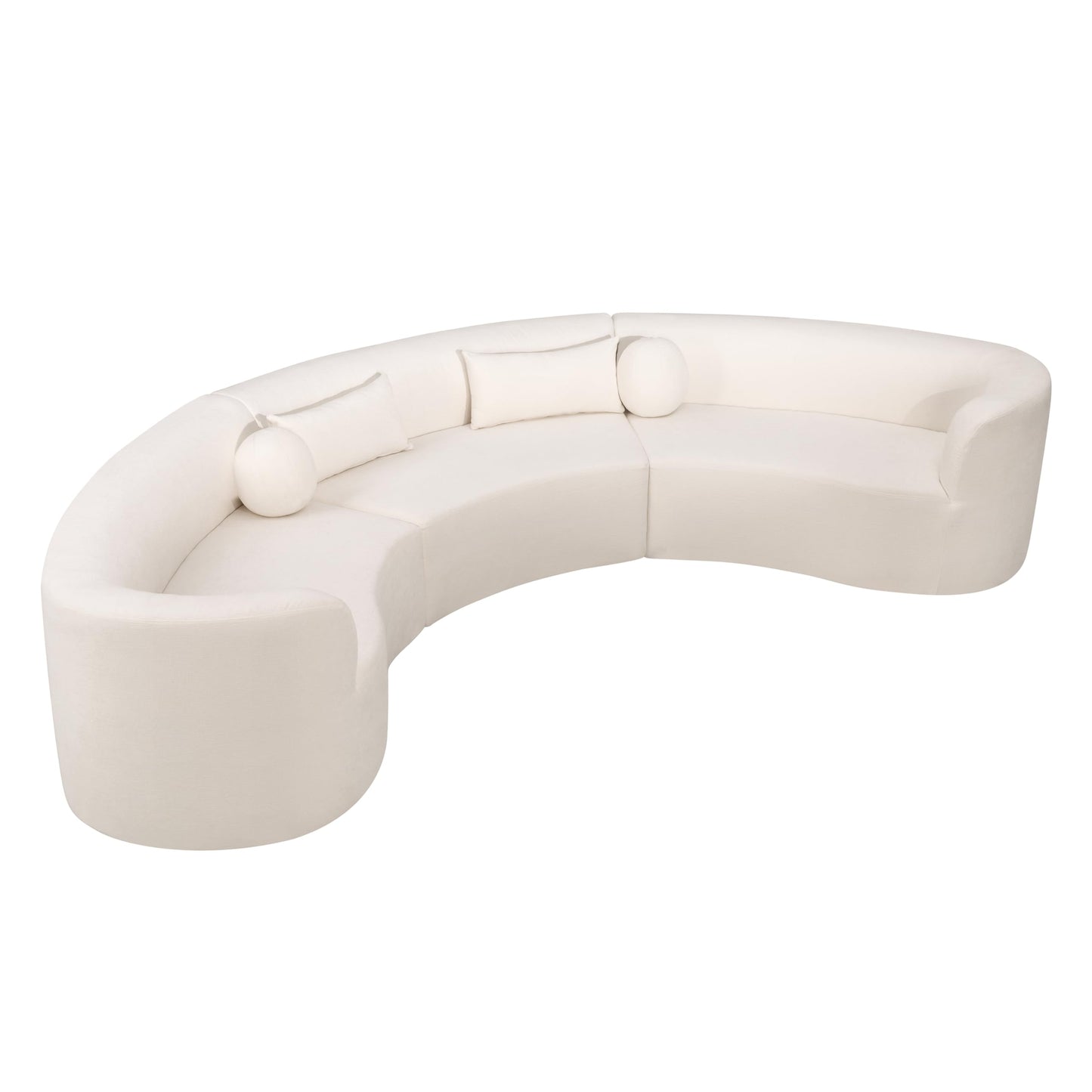 Merax 153" Chenille Modular Sectional Sofa Set, 6 Seat Curved Frameless Oversized Cloud Couch with 4 Pillows, Free Combination Hook & Loop, Fully Compressed, No Assembly for Living Room, Beige