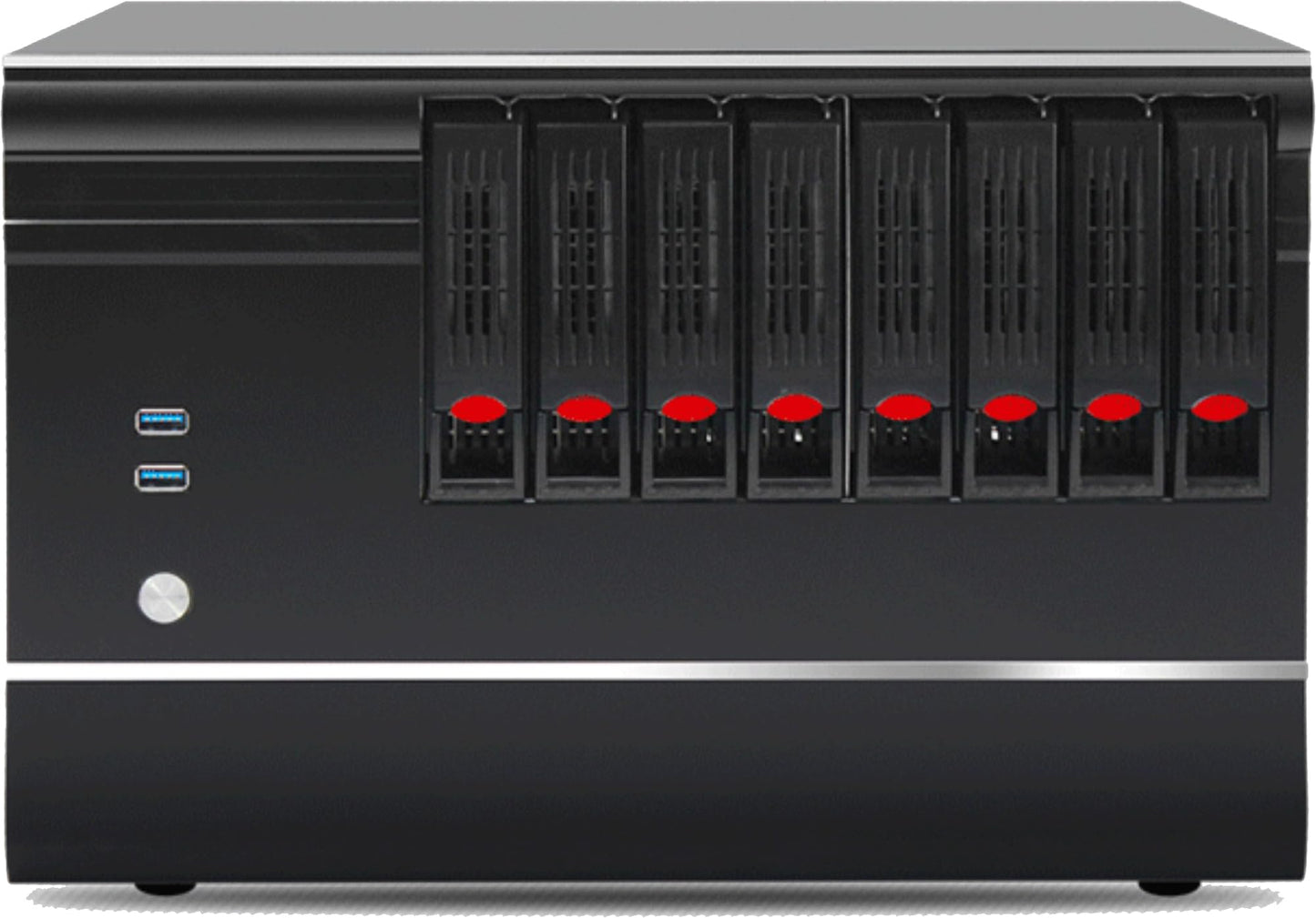 KCMconmey 8 + 1 Bay DIY NAS Case, 8 x 2.5/3.5″ Tray + 1 x 2.5″ Internal Bay. MB MATX/ITX. Flex PSU. Front USB 3.0 8cm Chassis Fan Hot Swap Backplane. Network Attached Storage Private Cloud Enclosure