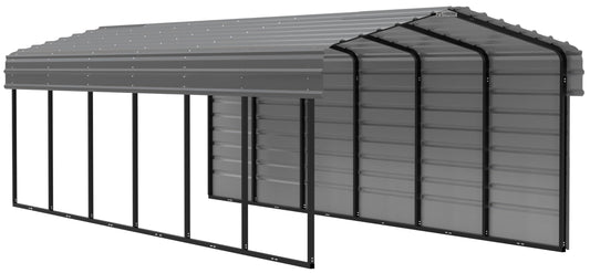 Arrow Carports Galvanized Steel Carport, with 1-Sided Enclosure, Compact Car Metal Carport Kit, 10' x 29' x 7', Eggshell