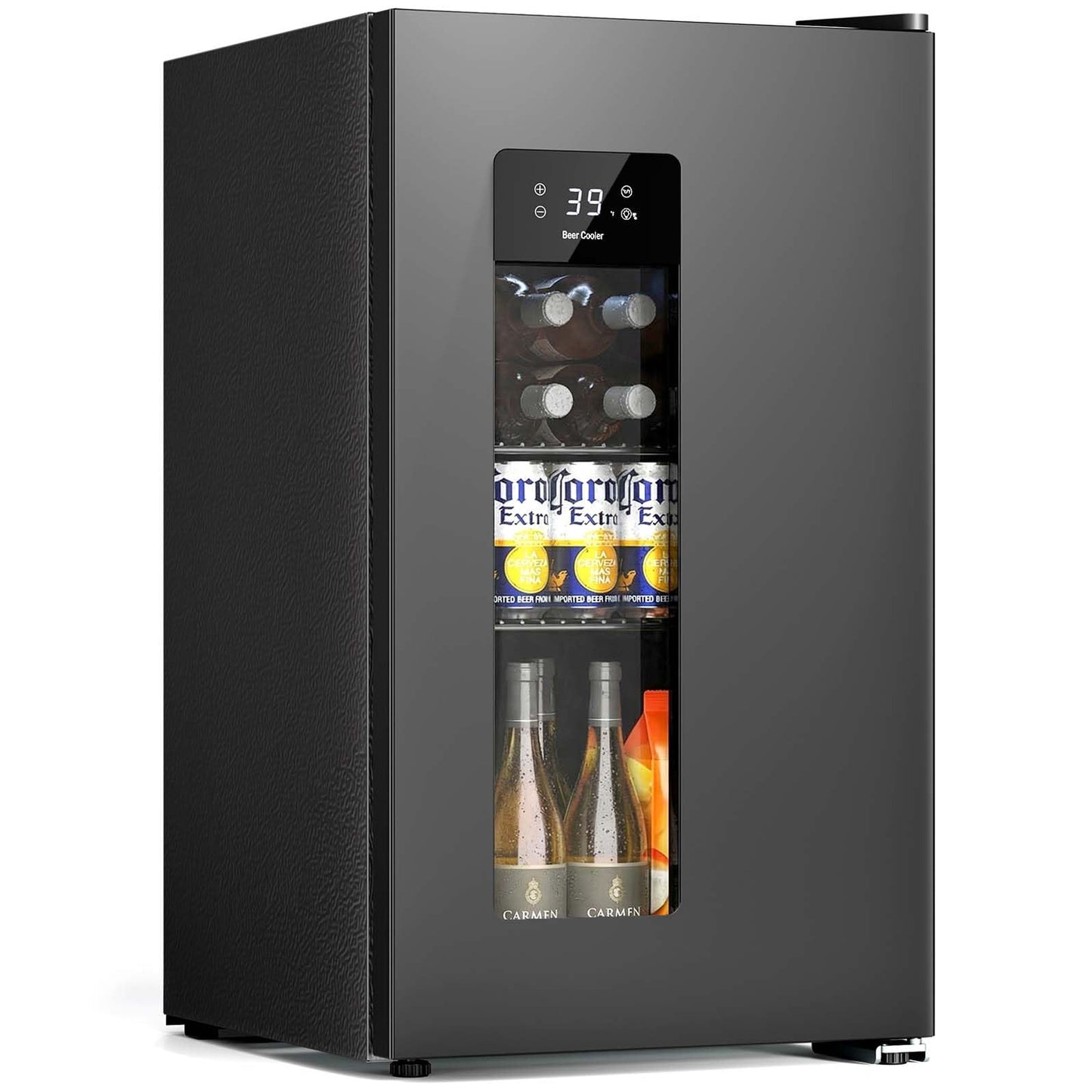 Antarctic Star Beverage Refrigerator Auto Defrost Mini Fridge, 130 Can with Glass Door &Adjustable Shelves, 21-50°F Temp Control,Beverage Cooler for Soda, Beer, Wine, Home Bar, Office, 3.2 Cu.Ft