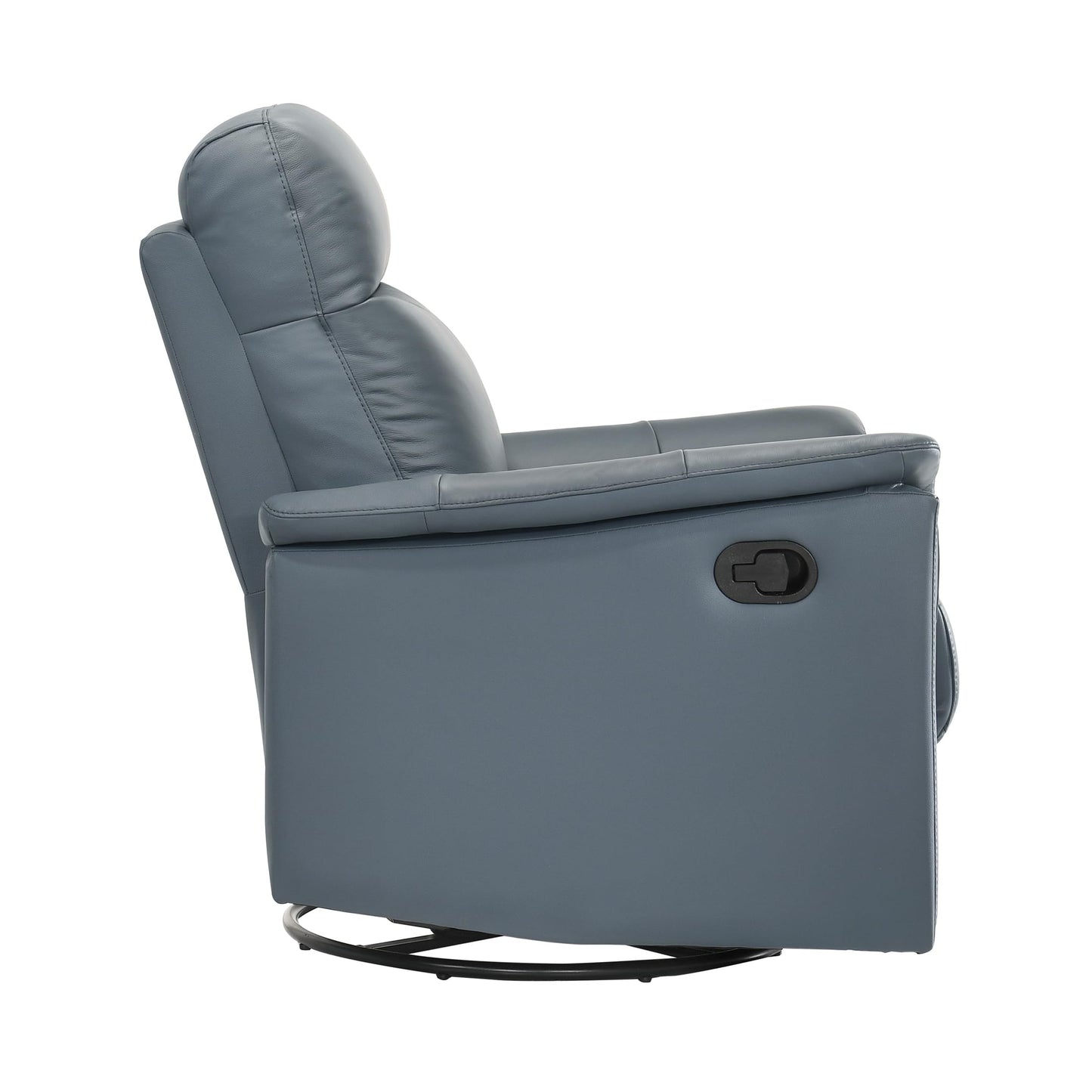 Lexicon Swivel Glider Recliner Chair, Comfy Nursery Glider, Top Grain Leather Match Recliner, Manual Reclining Chair for Living Room/Office/Apartment, Blue Gray