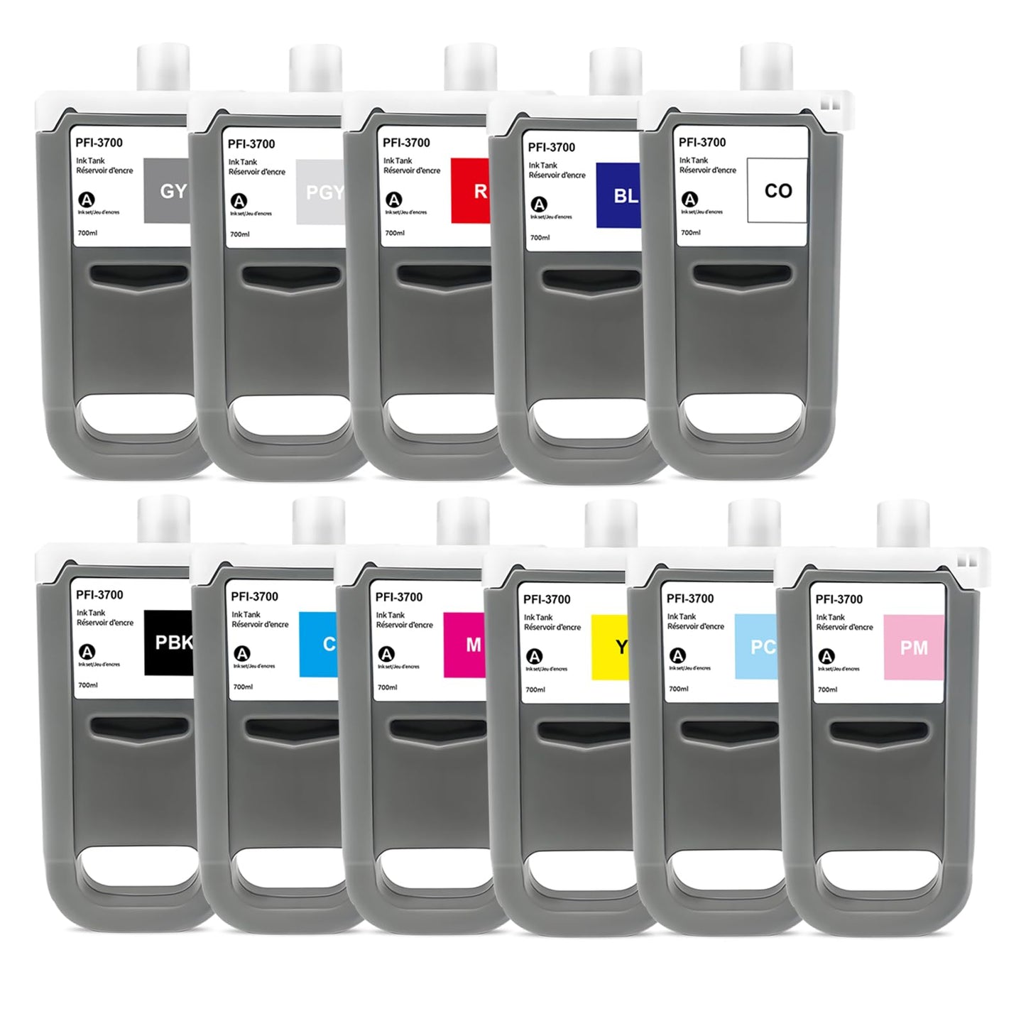 SUPERYILED PFI-3700 Pigment Ink Tank Replacement for Canon PFI-3700 Compatible with Canon ImagePROGRAF PRO-2600 PRO-4600 PRO-6600 GP-2000 GP-4000 GP-4600S GP-6600s Printers, 11-Pack, 700ml Each