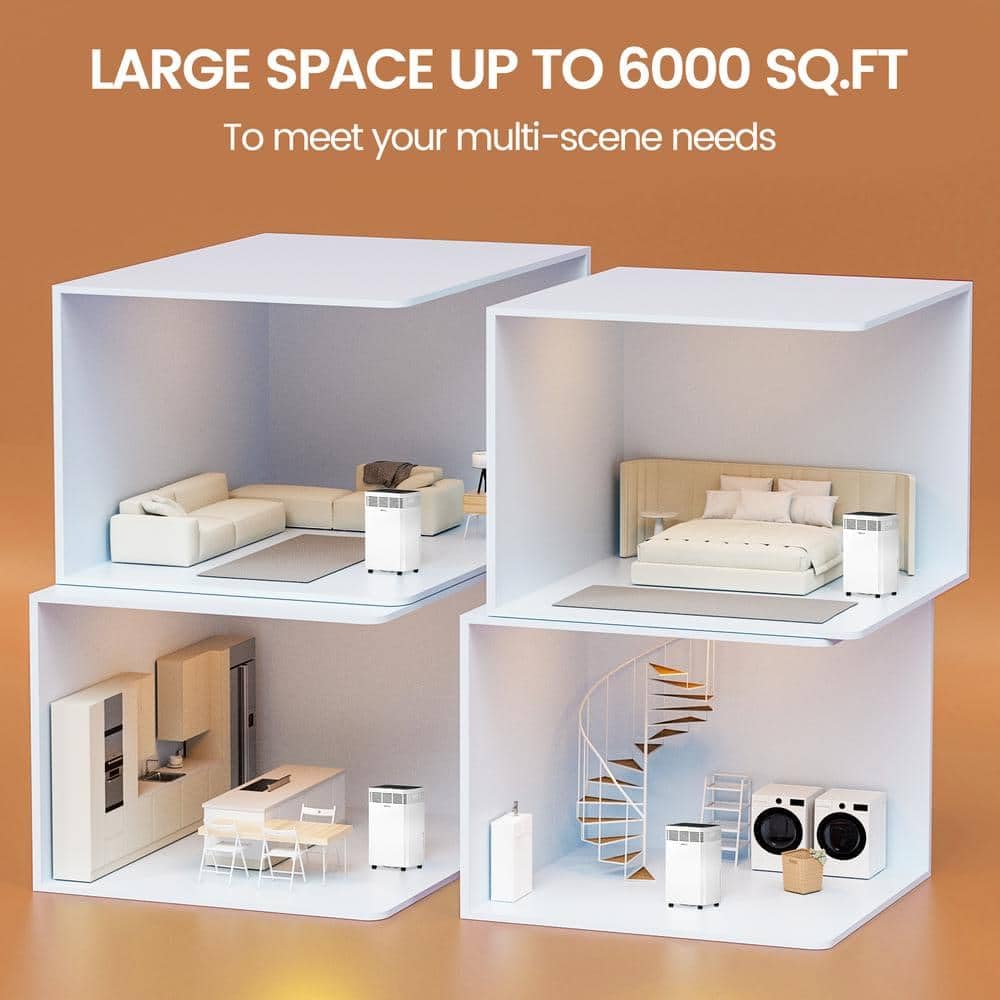 AIRPLUS 6000 Sq. Ft Dehumidifiers for Home, 135 Pints Dehumidifier for Basement with Drain Hose, Continuous Drainage, Intelligent Humidistat, Dehumidifier for bathroom, bedroom, Large Room